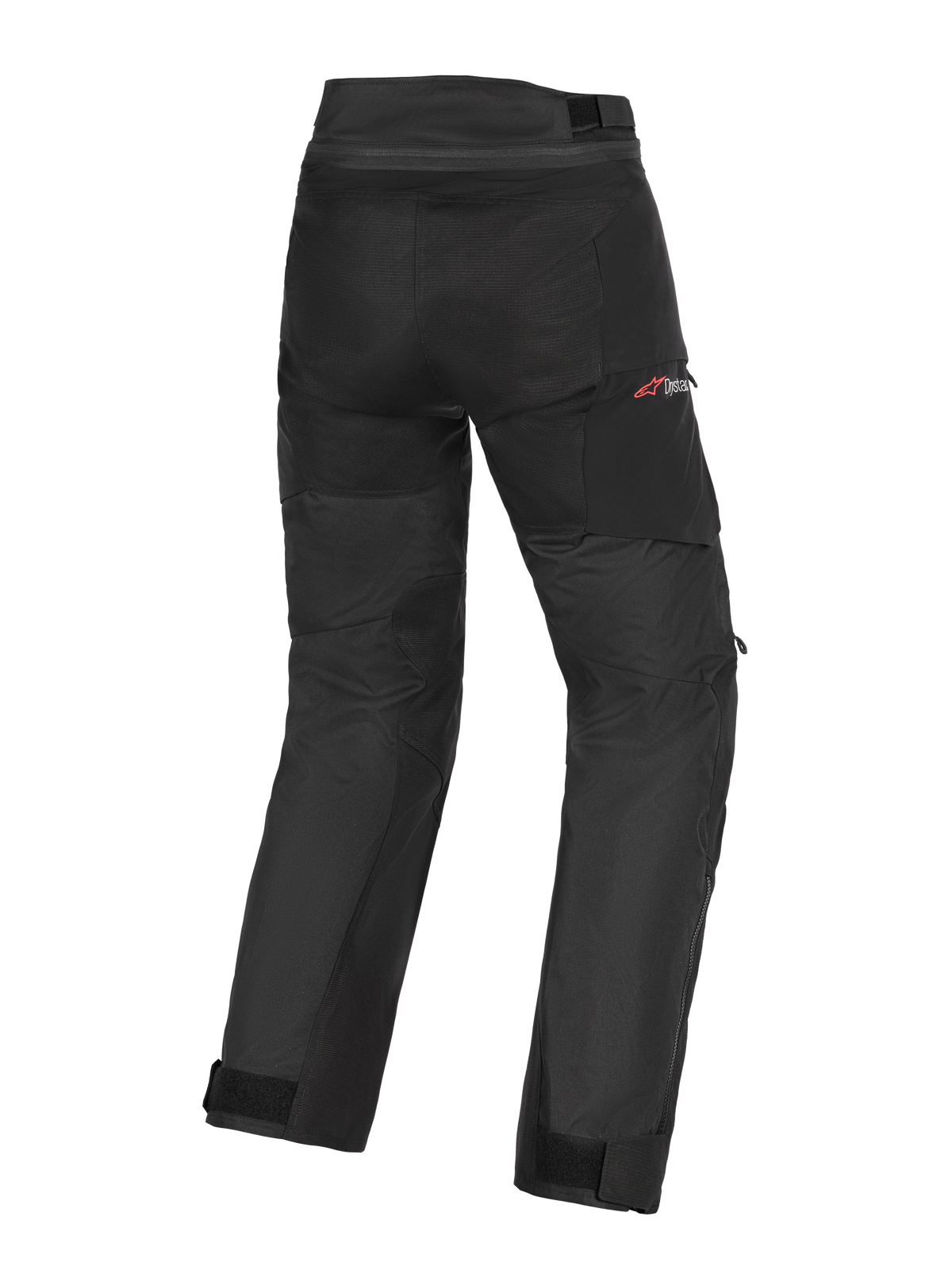 Alpinestars Andes V4 Drystar® Pants - Long, Black motorcycle adventure-touring pants, rear view showing durable textile chassis, adjustable ankle straps, and subtle red Drystar branding
