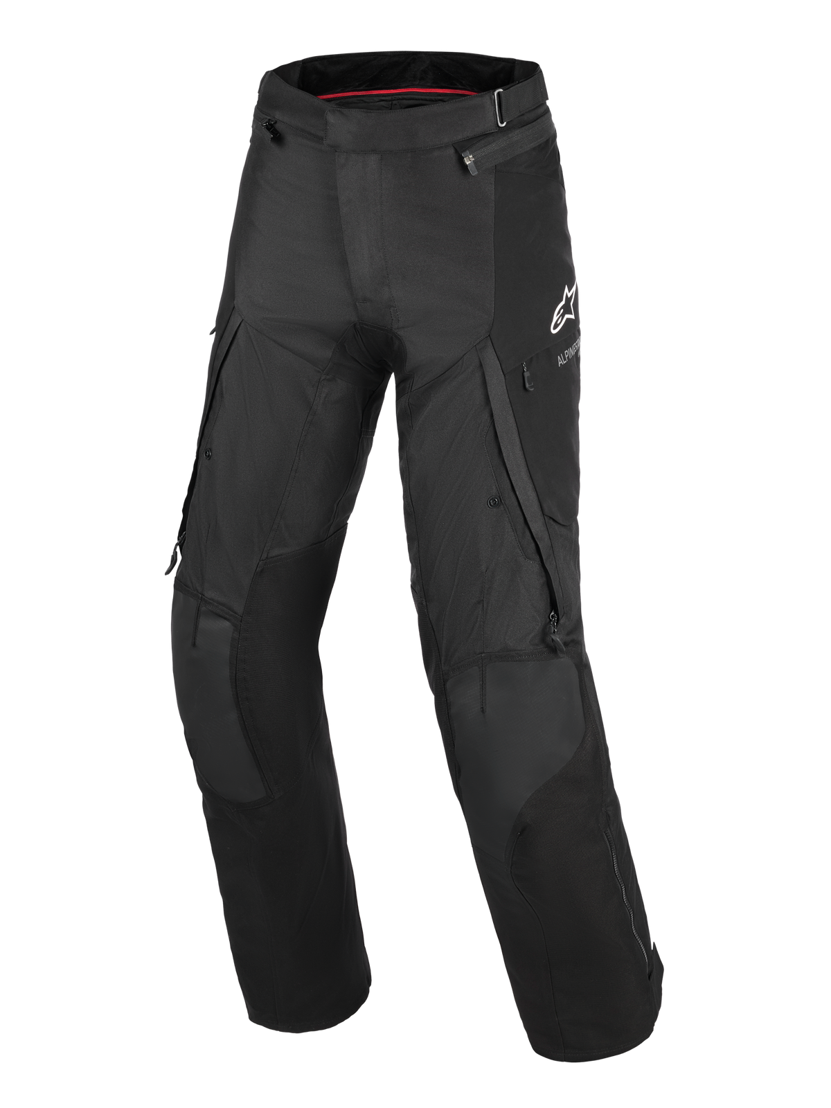 Alpinestars Andes V4 Drystar® Hose, Motorrad-Tourenhose, Schwarz, mit großen Cargo-Taschen, verstärkten Knieeinsätzen, weißem A-Star-Logo auf der Hüfte und strapazierfähiger Textilkonstruktion für Adventure-Riding