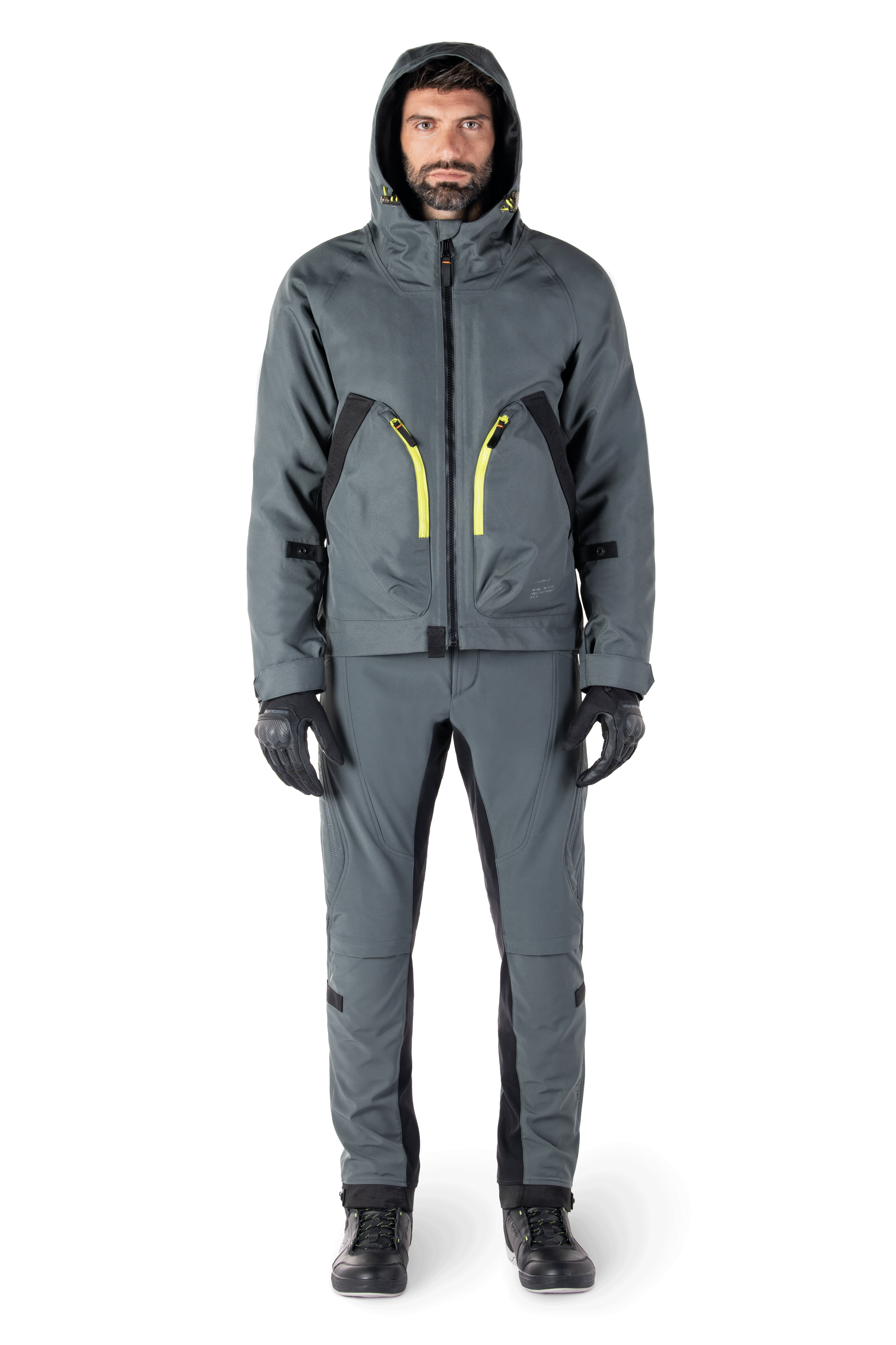 Alpinestars Morush Wasserdichter Parka, Motorradjacke in Urban Gray, Streetwear-inspiriertes Design mit großen Fronttaschen und sturmsicherer Kapuze, Textil-Finish in Urban Gray