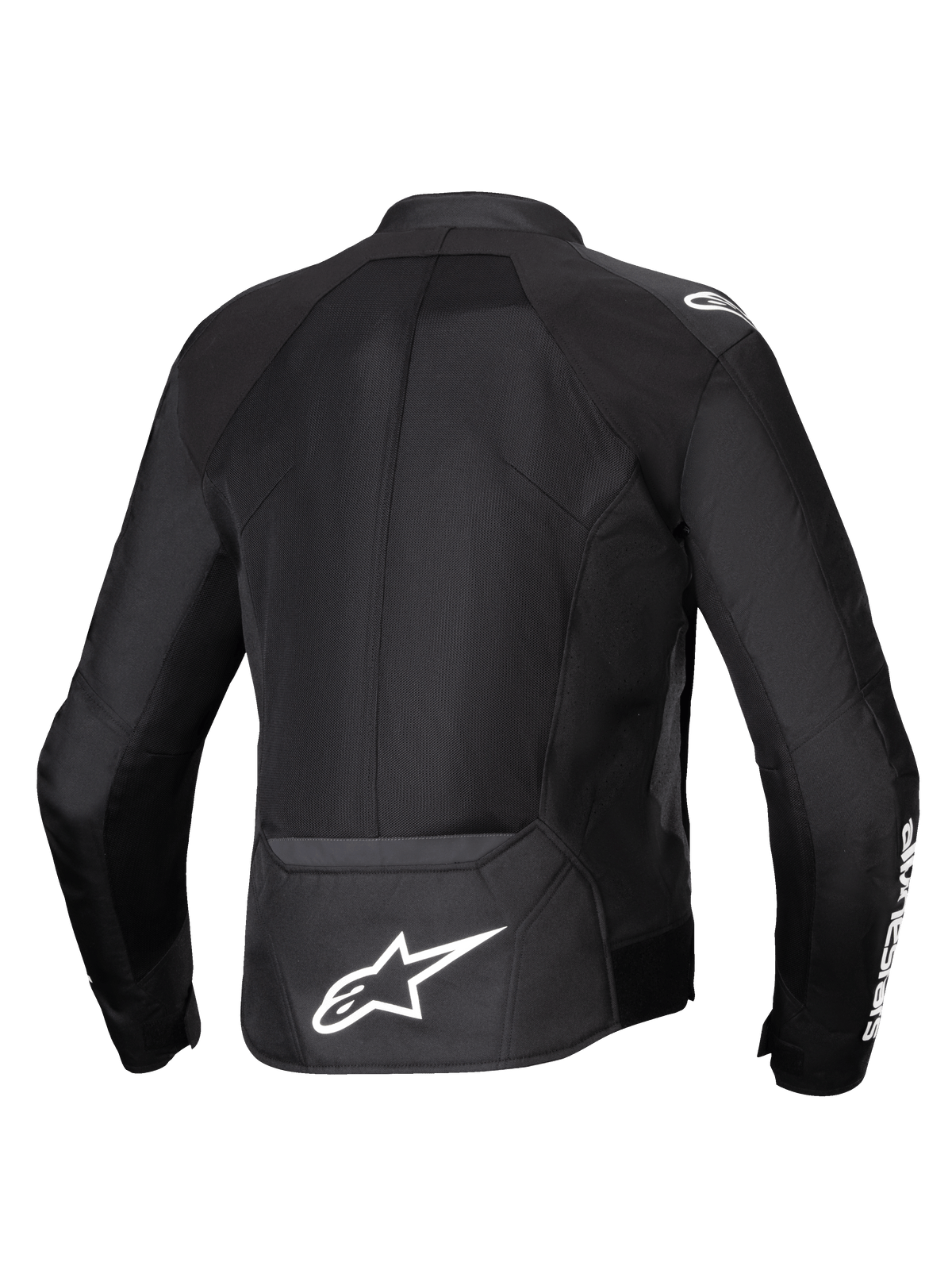 Alpinestars Viper Air V4 Jacke, Motorradjacke für Herren, Schwarz, mit belüfteten Tech-Mesh-Paneelen und weißem Astars-Logo auf dem Rücken.