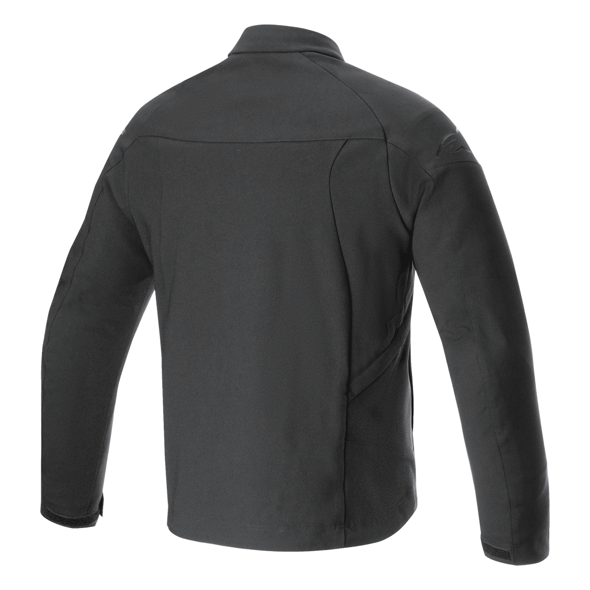 Alpinestars Aeron Jacket, Motorcycle Riding Jacket, Black, back view featuring a minimalist urban silhouette, full stretch breathable poly-fabric construction, subtle embossed logo on the shoulder, summer riding gear.