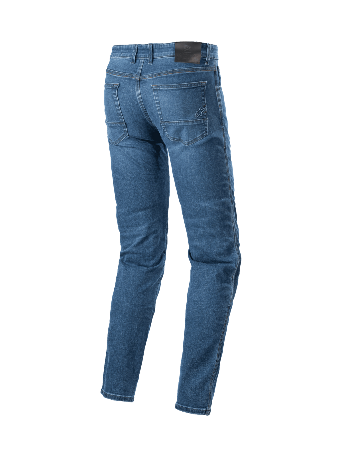 Alpinestars Radon Regular Fit Jeans, blaue Motorradjeans für Herren, Urban-Stil, mit Logo bestickten Gesäßtaschen.