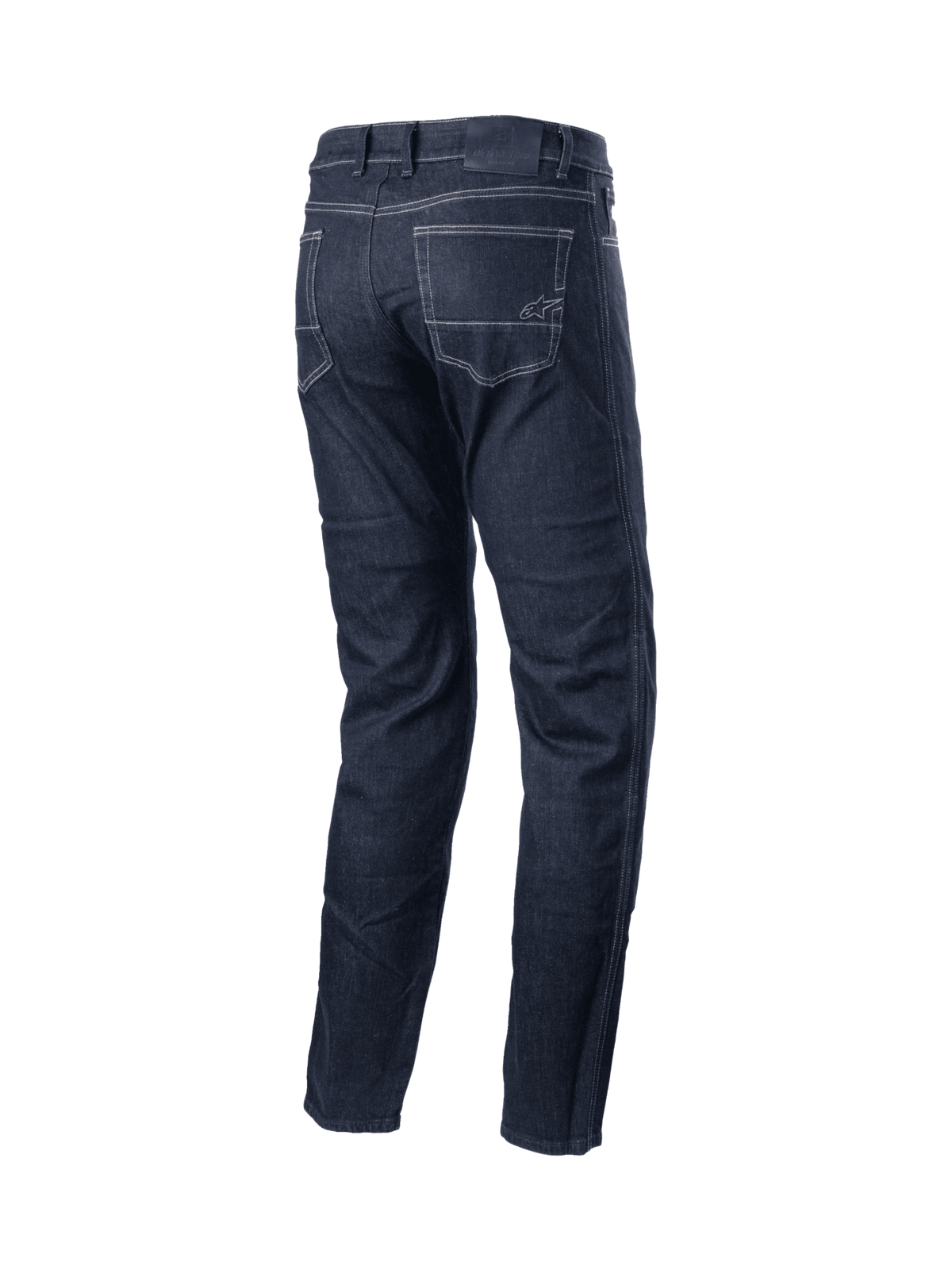 Alpinestars Sektor Regular Fit Jeans-Hose, Urban-Motorradjeans in Schwarz, mit Aramid-Verstärkung und Dreifachnähten, Rückansicht mit Gesäßtaschen und Stretch-Denim-Material