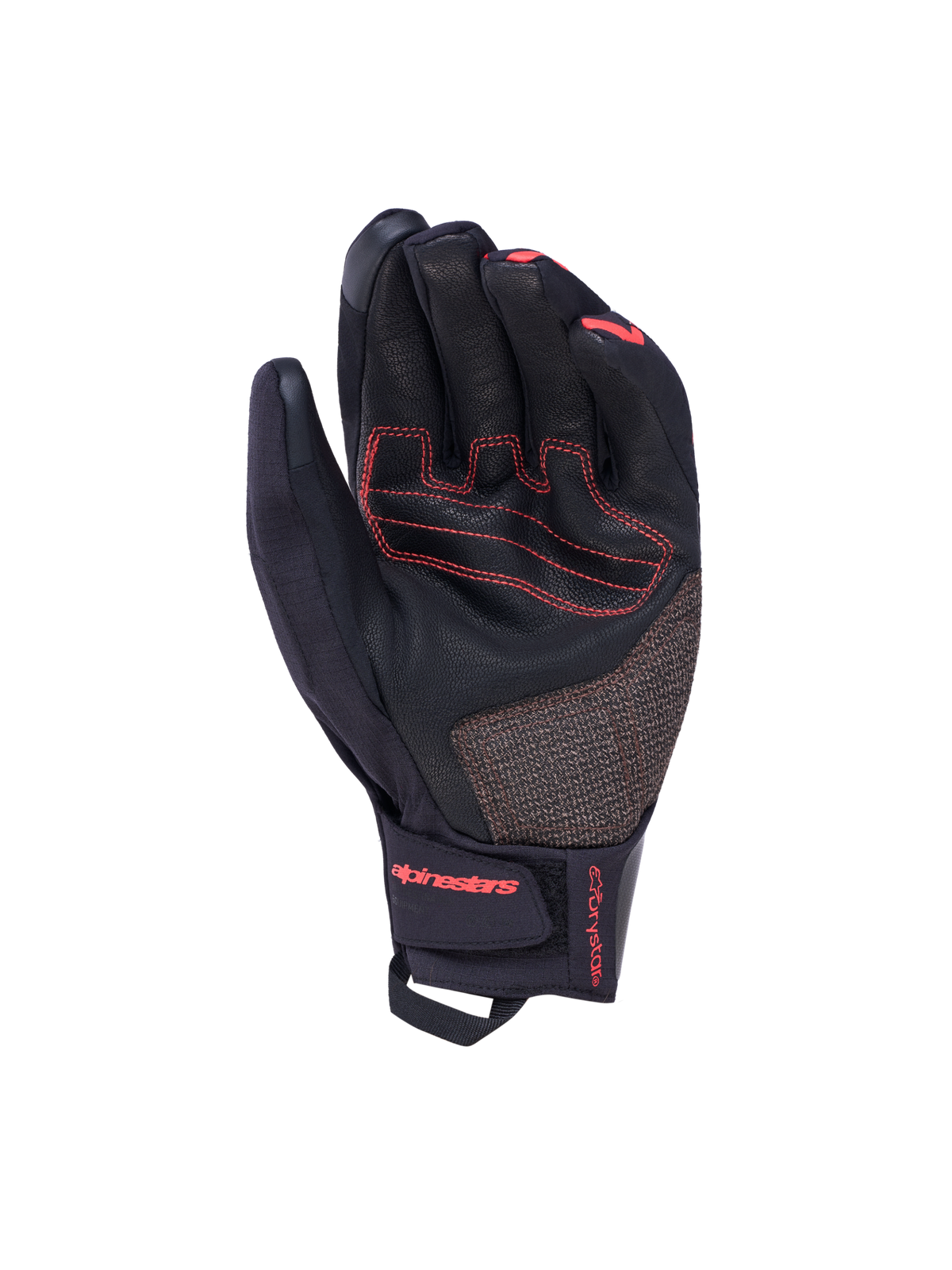 Alpinestars Harok Pro Drystar Gloves, Adventure Motorcycle Gloves, Men's, Black and Dark Shadow with red contrast stitching, waterproof Drystar membrane and goat leather palm