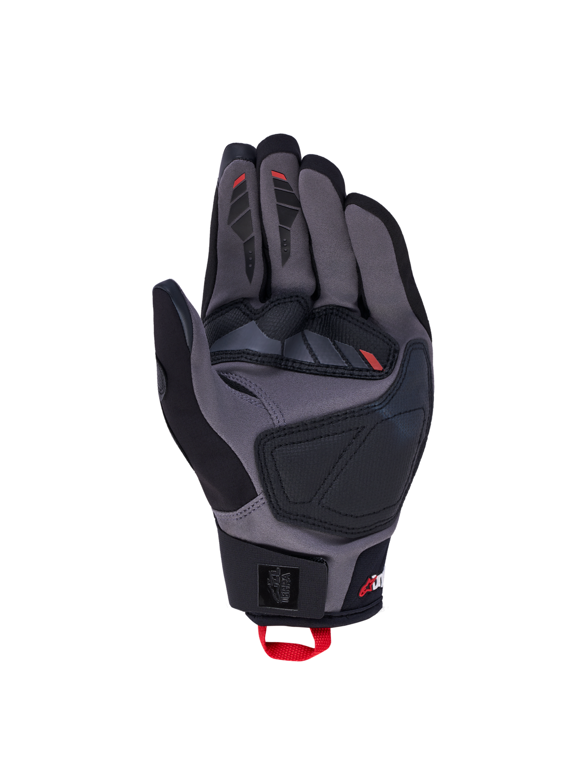 Alpinestars Maxdura Drystar Handschuhe, Touring-Motorradhandschuhe, Schwarz und Grau mit roten Akzenten, wasserdichte Drystar-Membran, Handflächenverstärkungen aus Veloursleder