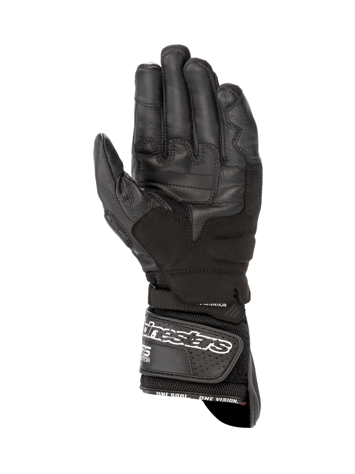 Alpinestars SP-8 V3 Air Handschuhe, Motorrad-Rennhandschuhe für Herren, Schwarz, verstärkte Lederinnenhand und Mesh-Belüftung.
