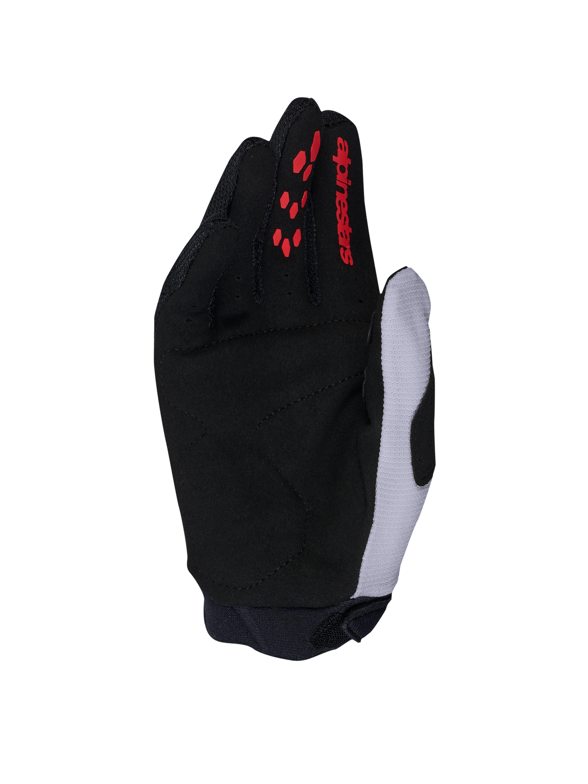 Alpinestars Full Bore V2 Motocross-Handschuhe, Schwarz und Helllila, verstärkte Handfläche aus synthetischem Wildleder.