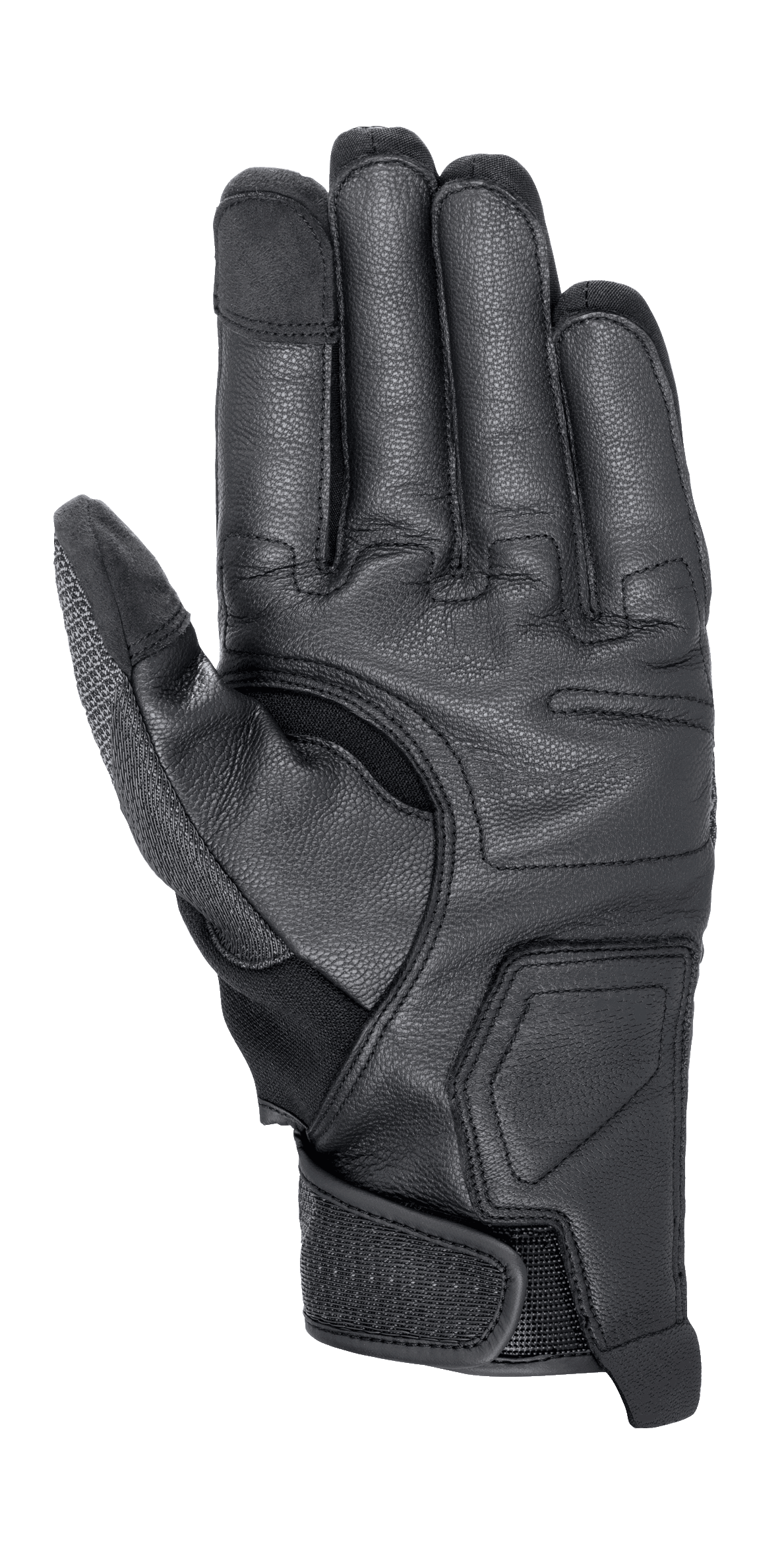 Alpinestars Morph Street Handschuhe, Motorradhandschuhe, Schwarz, Handflächenansicht mit verstärkten Schutzpaneelen, touchscreen-kompatible Fingerspitzen und verstellbarer Handgelenksriemen für einen sicheren Sitz