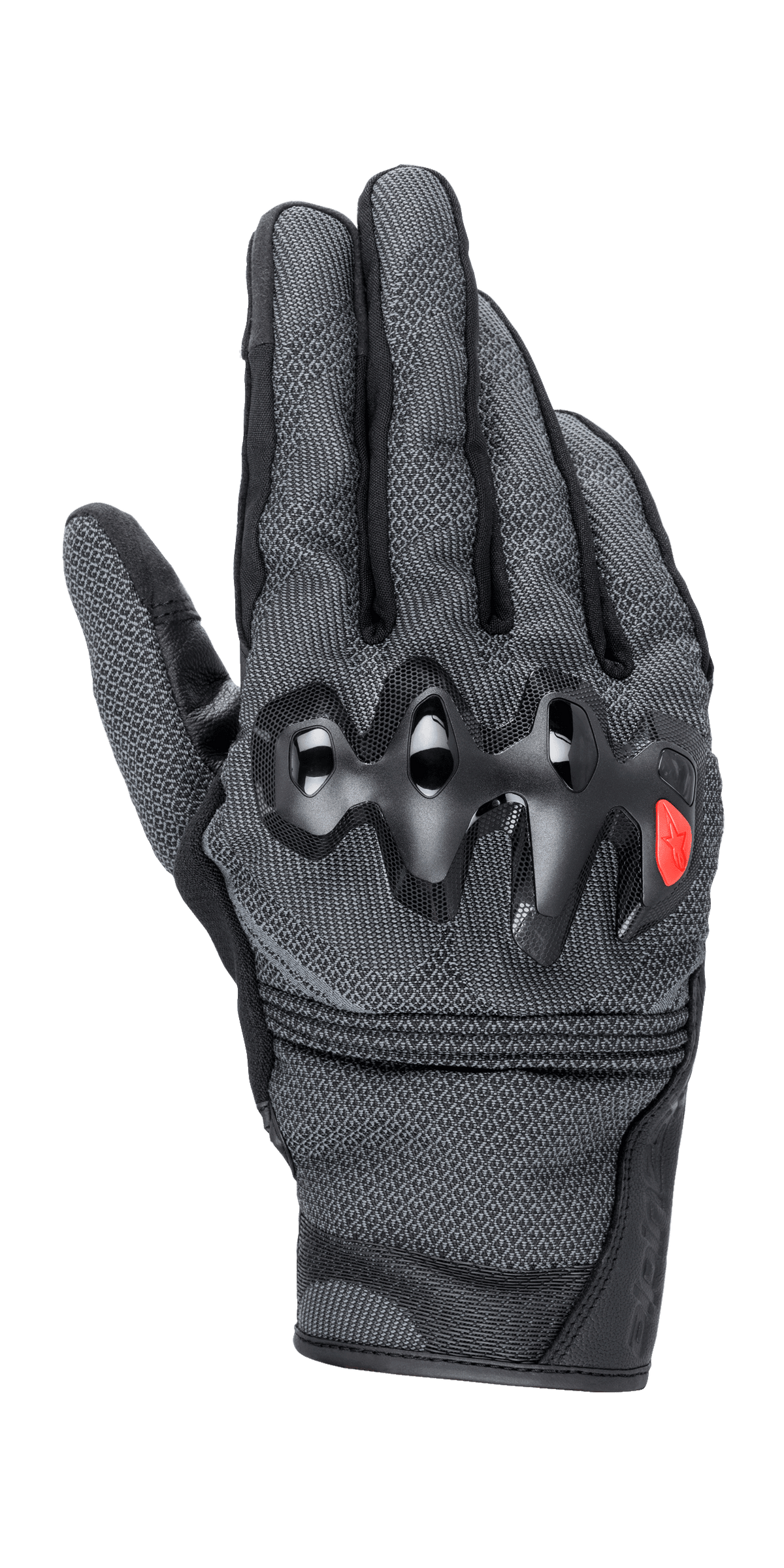 Alpinestars Morph Street Handschuhe, Urban-Motorradhandschuhe, Grau und Schwarz, harte Knöchelprotektoren mit rotem Akzent-Logo, strukturierte MorphTech Weave™ Konstruktion, kurzes Bündchen-Design