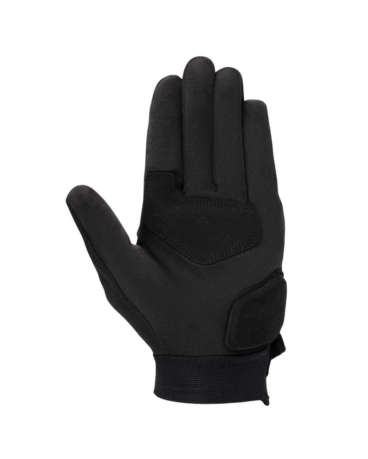 Alpinestars Stated Damen-Handschuhe, Schwarz, Handflächenansicht mit synthetischer Wildlederkonstruktion, verstärkte Handfläche und Daumen für Abriebfestigkeit, elegantes urbanes Motorrad-Design