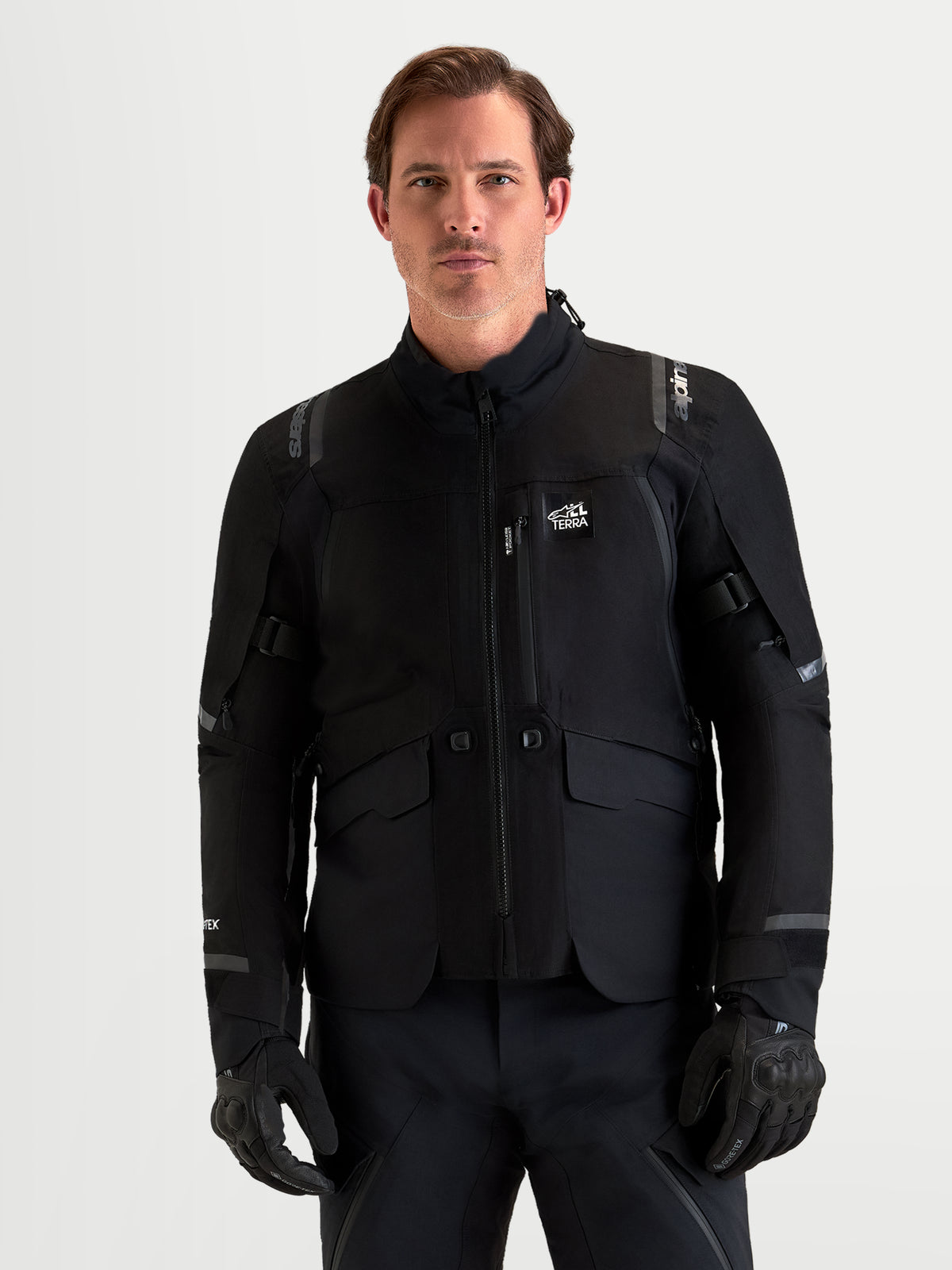 Alpinestars St-7 V2 2L Gore-Tex Jacket, Men's Adventure Motorcycle Jacket, Black, featuring waterproof 2L laminated construction, direct ventilation, and CE certified protection