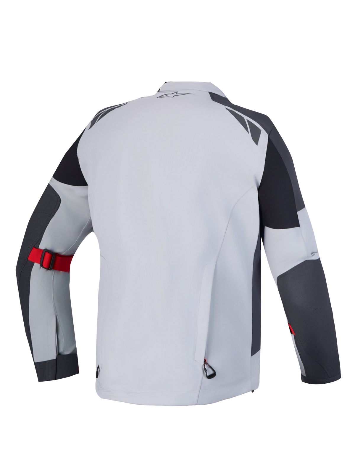 Alpinestars Arenis Gore-Tex Jacket, Adventure Motorcycle Textile Jacket, Men's Mid Gray and Deep Gray with red arm strap detail, GORE-TEX 2L laminated waterproof construction, back view