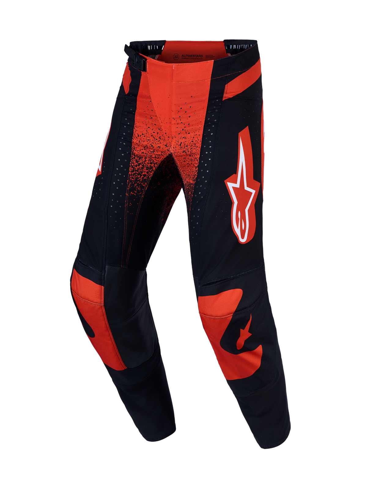 Alpinestars Techstar Swan Hose, Motocross-Hose in Rot und Schwarz mit Stretch-Chassis und Lederknien.