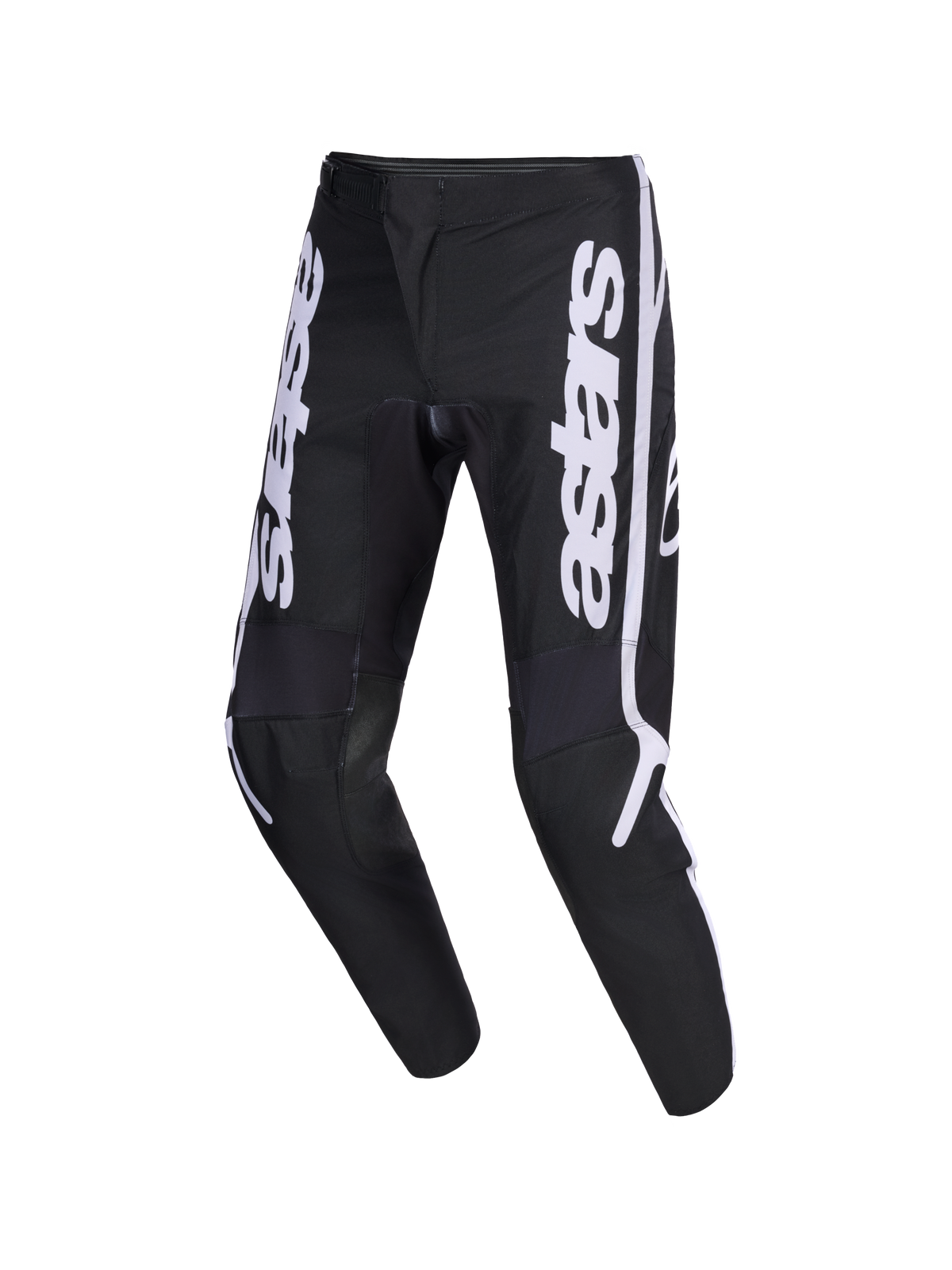 Alpinestars 2026 Fluid Apex Hose, Motocross-Hose, Schwarz und Grau, mit weißen vertikalen Astars-Logos an den Beinen, ergonomisches, vorgeformtes Sport-Fit-Design, strapazierfähige 600D-Polygewebe-Konstruktion für den Offroad-Einsatz
