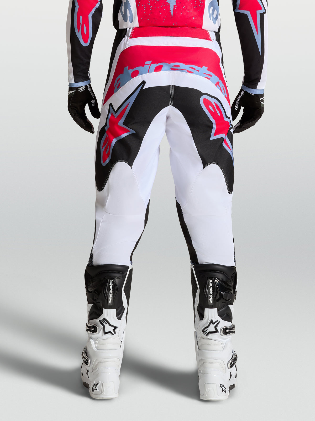 Alpinestars Fluid Drag Hose, Motocross-Hose für Herren, Weiß, Schwarz und Rot, strapazierfähiges 600D-Polygewebe.