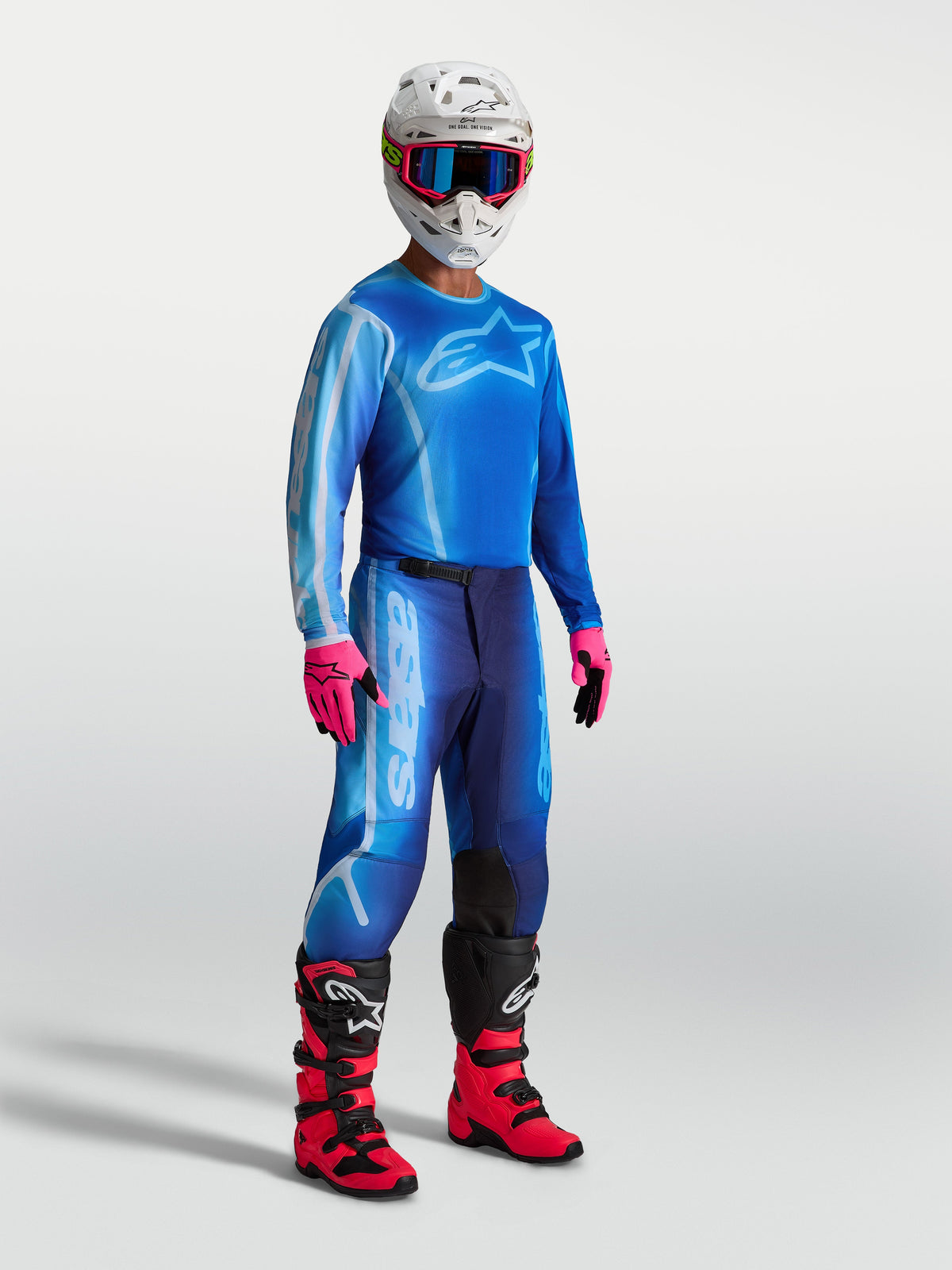Alpinestars Fluid Kepler Pants, Men's Motocross Pants, Blue, durable 600D polyfabric chassis with ergonomic pre-curved legs.