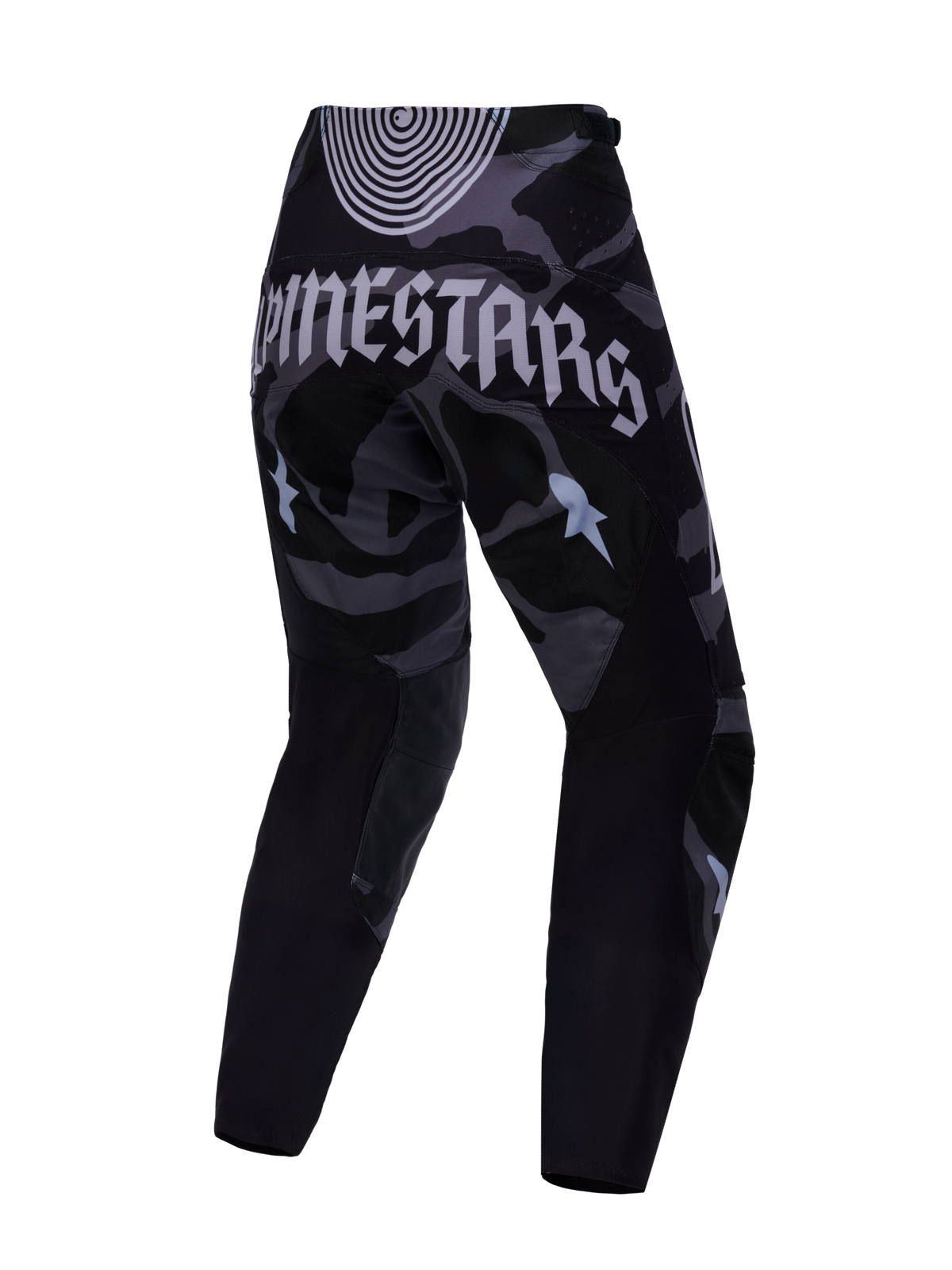 Limited Edition Techstar Beast Coast Hose, MX-Hose in Schwarz und Grau mit Camouflage und Logo-Schriftzug hinten.
