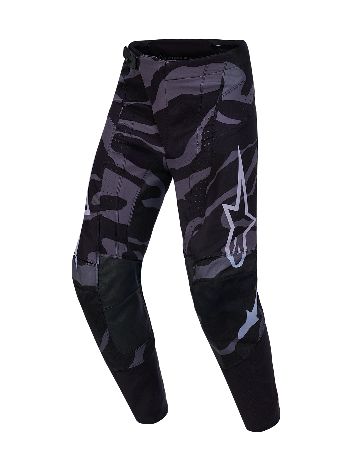 Limited Edition Techstar Beast Coast Hose, graue Camo-Motocross-Hose mit Astars-Logo und verstärkten Kniebereichen.