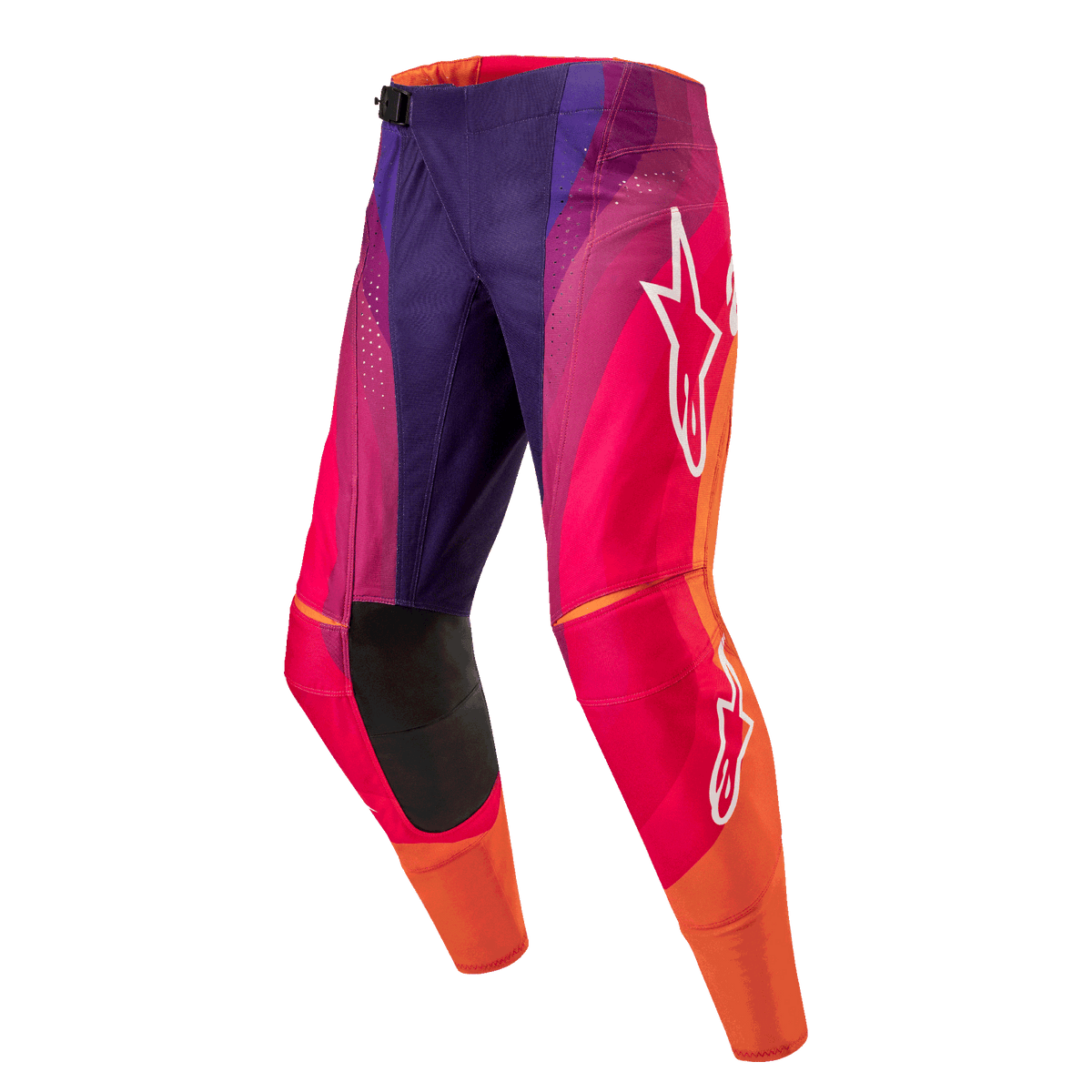 Alpinestars 2024 Techstar Pneuma Hose, Motocross-Hose, Dunkelviolett, Orange und Dunkelblau, strapazierfähiges Ripstop-Material, SX2 Magnetverschluss, professionelle Offroad-Rennausrüstung