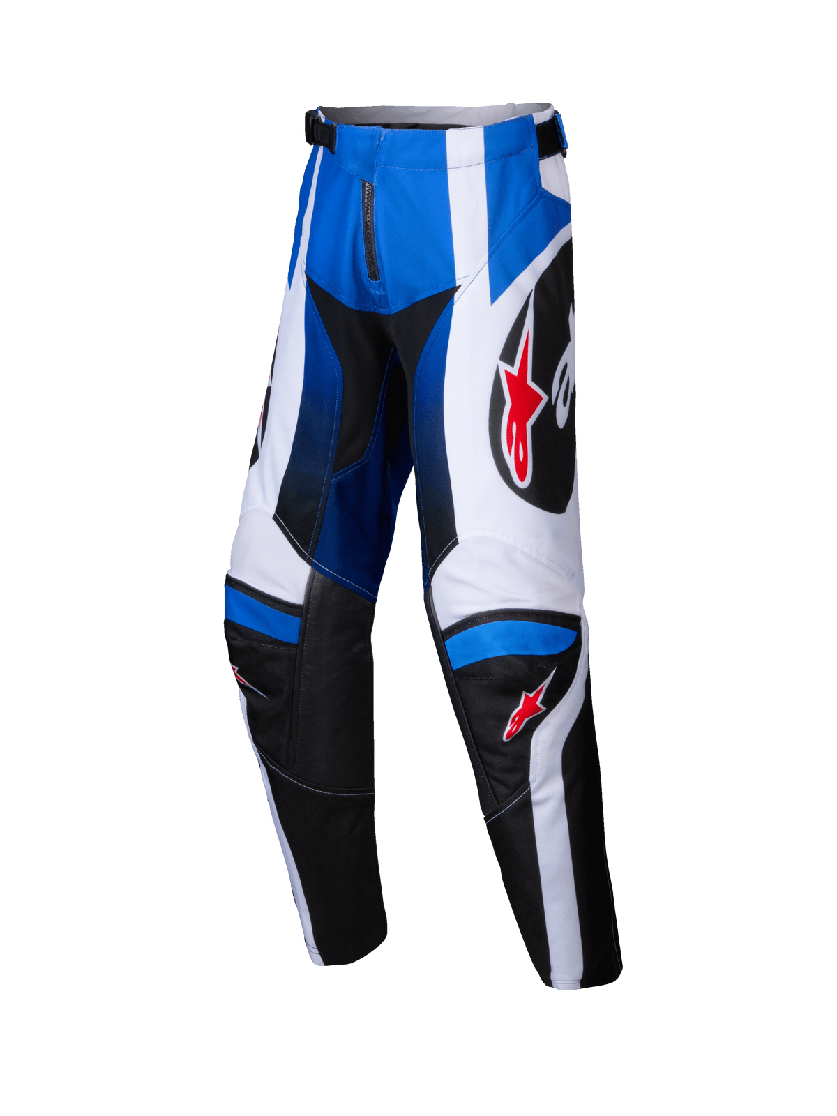 Alpinestars 2025 Youth Racer Wurx Hose, Motocross-Hose, Blau, Schwarz und Weiß, rote Stern-Logos, Jugend-Offroad-Rennausrüstung