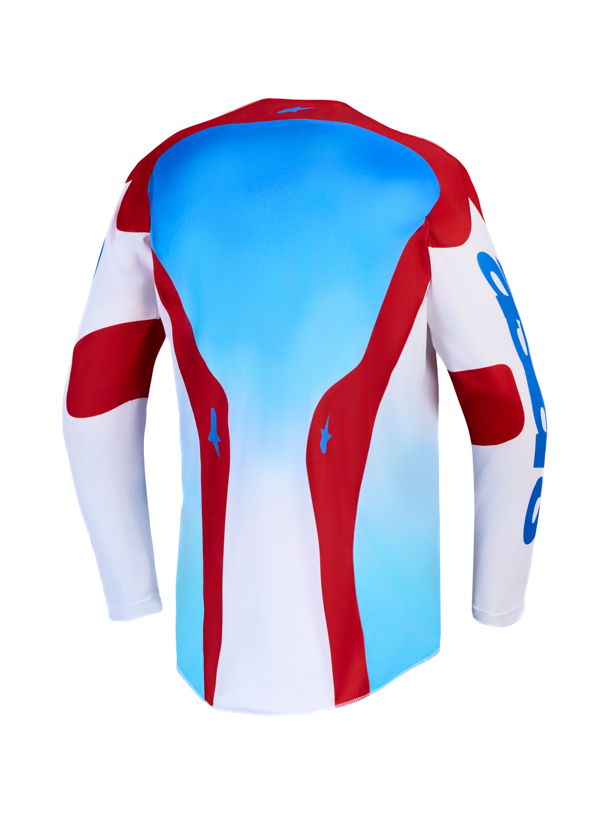 Alpinestars Racer Hunt Jersey AND Racer Hunt Gear Set, Motocross Jersey, Blue, Red and White, polyfabric, rear view.