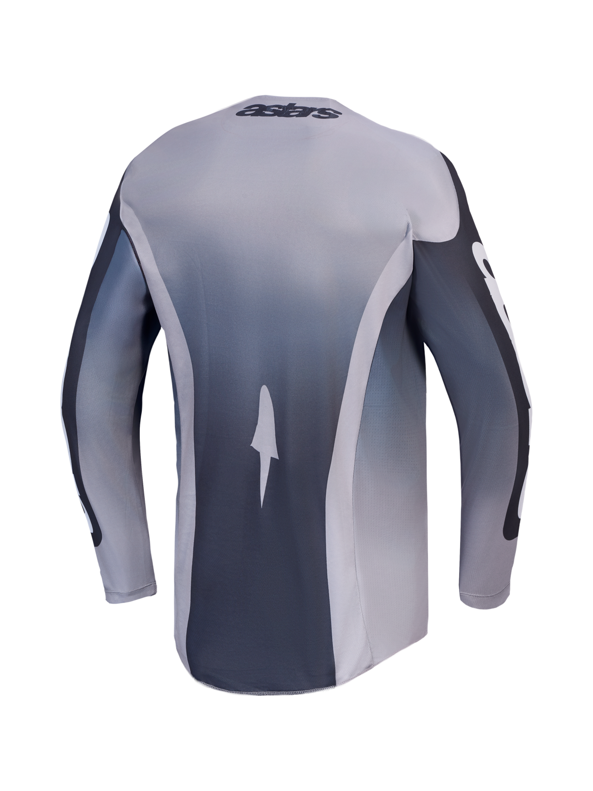 Alpinestars 2027 Racer Amber Jersey, grey and charcoal back view, performance motocross gear with moisture-wicking fabric.