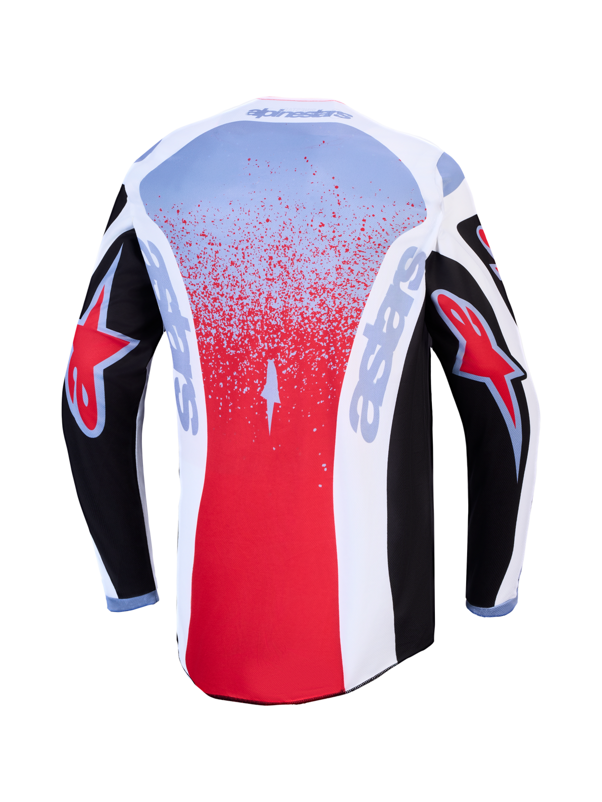 Alpinestars 2027 Fluid Drag Trikot, Motocross-Trikot für Herren, Schwarz-Rot, Rückansicht, feuchtigkeitsableitendes Gewebe.