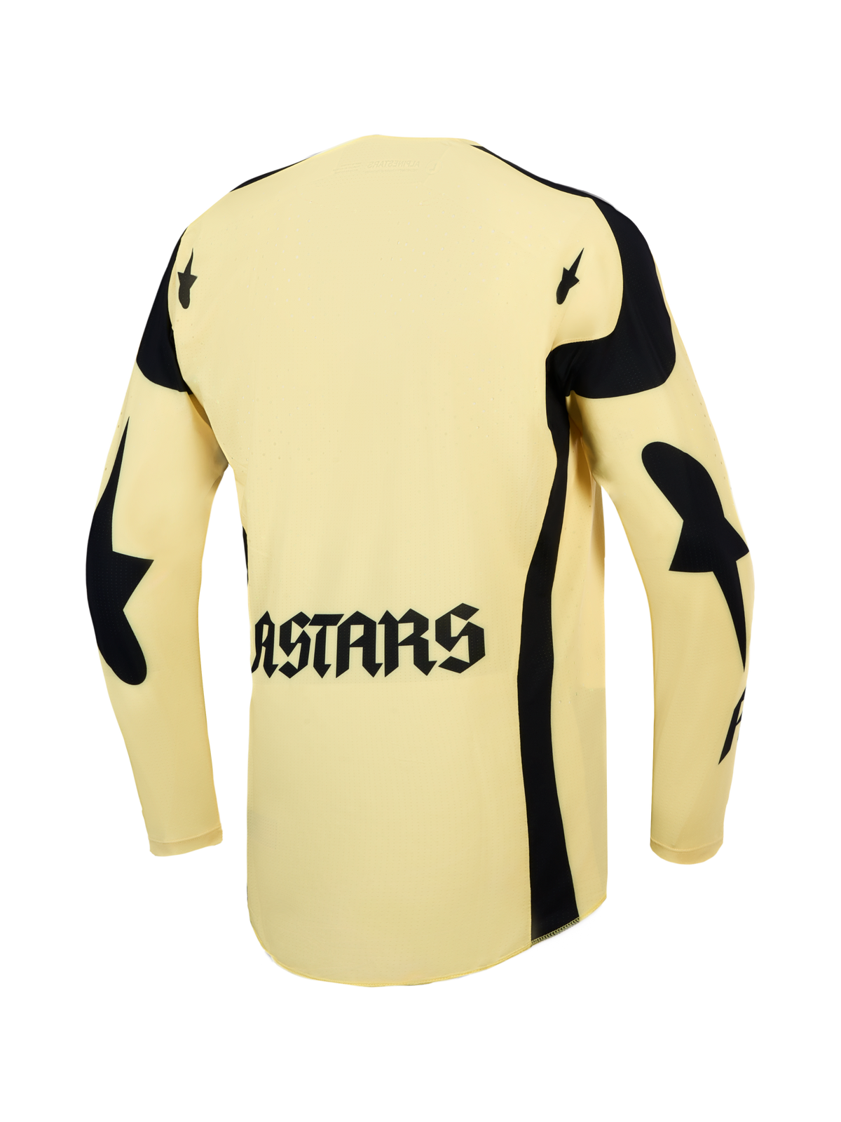 Alpinestars Techstar Atrox Motocross Jersey, Men's, Yellow and Black, back view with ASTARS logo and laser perforations.