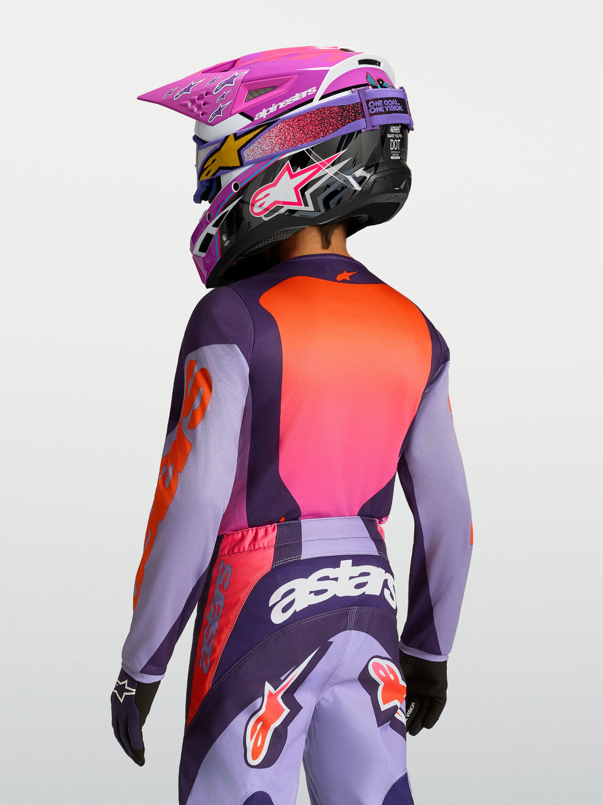 Alpinestars Fluid Hunt Jugend-Trikot 2027, Motocross-Trikot für Jugendliche, Lila und Pink, feuchtigkeitsableitendes Material.