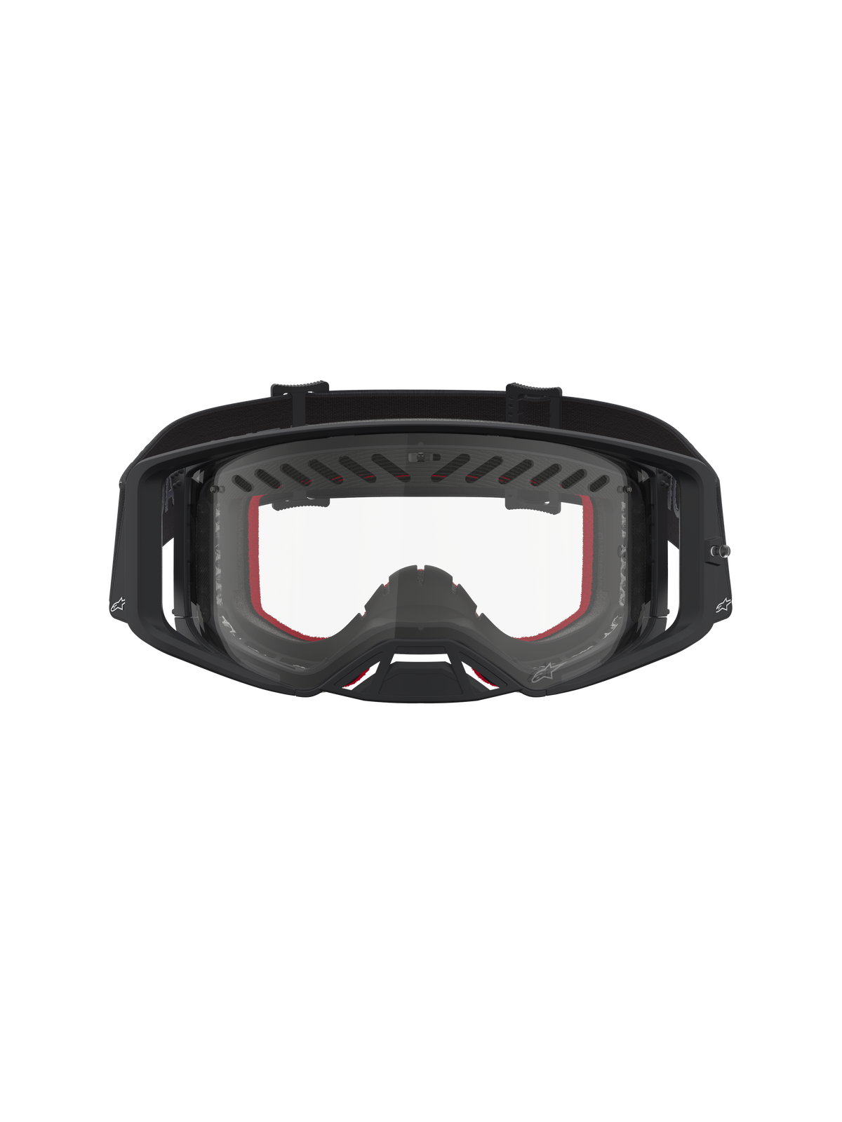 Alpinestars Supertech Dura Air Fluid Schutzbrille, Motocross-Rennbrille, Schwarz und Rot, klare Polycarbonat-Linse, belüfteter Rahmen für optimalen Luftstrom