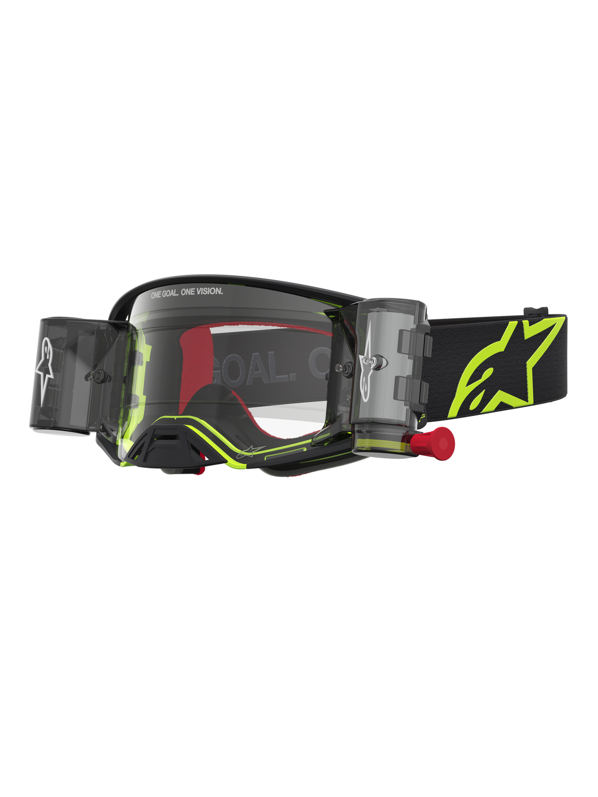 Alpinestars Supertech Firma Roll-Off Schutzbrille, Motocross-Schutzbrille in Schwarz und Gelb Fluo mit Roll-Off-System.
