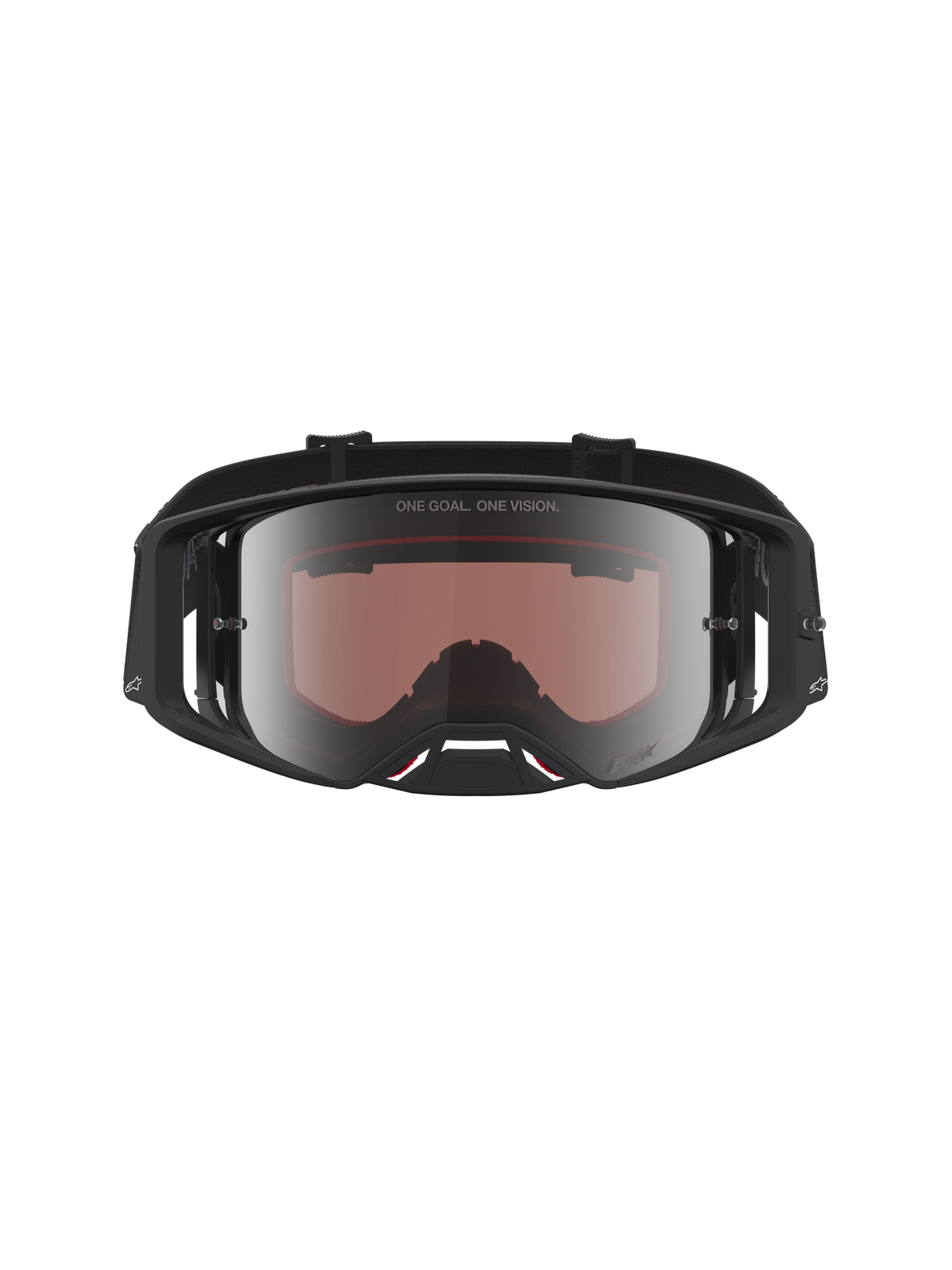 Alpinestars Supertech Vesta Schutzbrille, Motocross-Sport, Schwarz und Matt-Silber, hochauflösende verspiegelte Linsen.