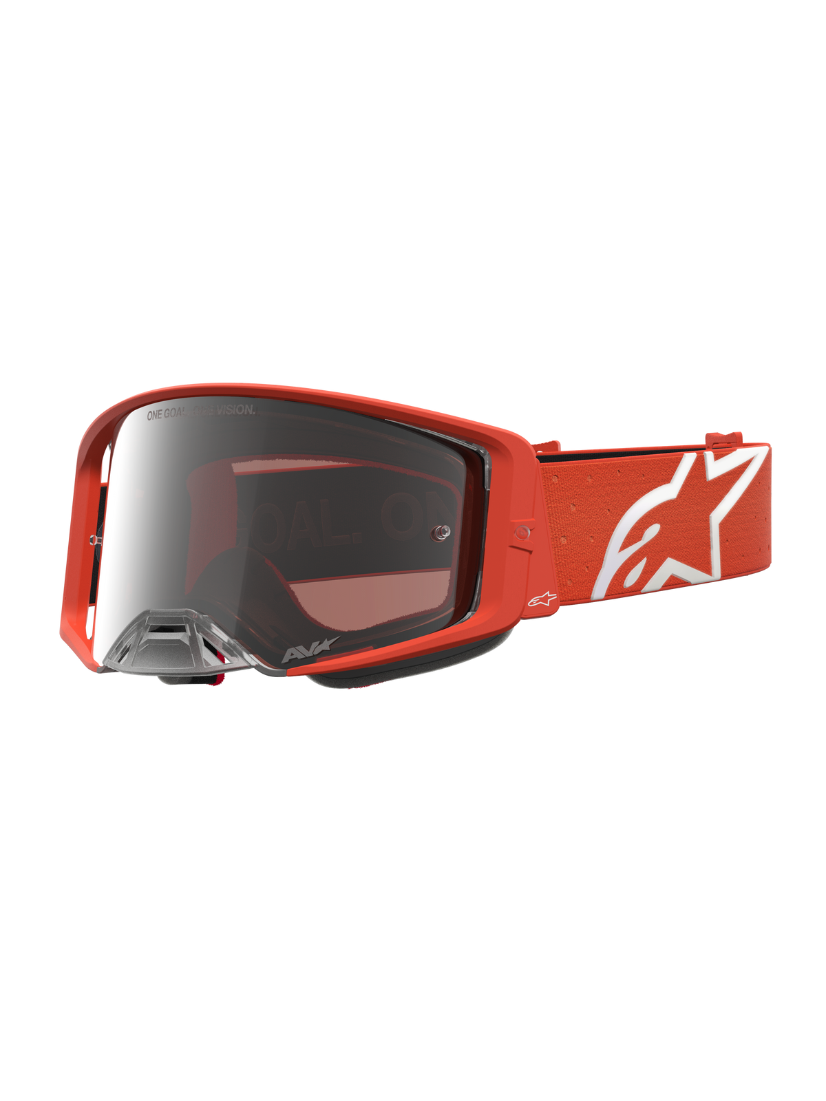 Alpinestars Supertech Vesta Schutzbrille, Motocross-Rennbrille, Orange, silber verspiegeltes Glas, optimierter Luftstrom.