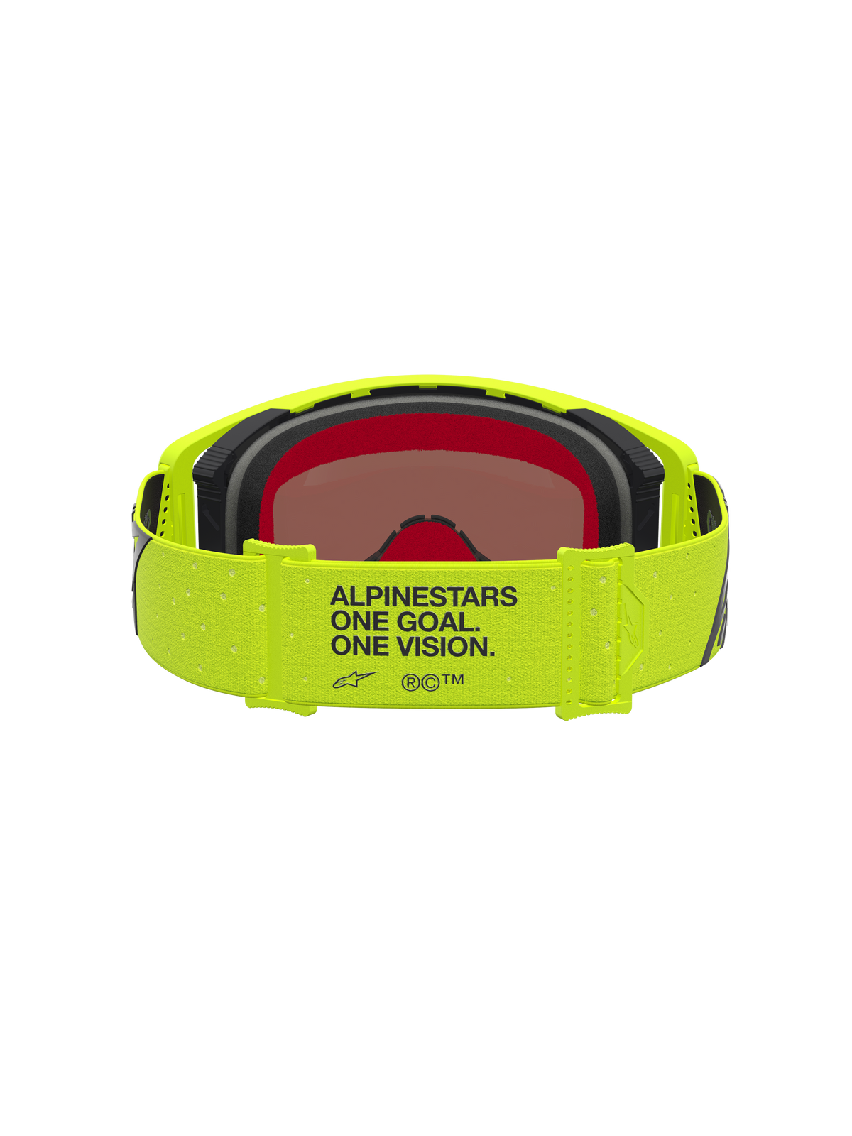 Alpinestars Supertech Vesta Motocross-Schutzbrille, Gelb Fluo und Schwarz, mit Marken-Strap und verspiegeltem Glas.