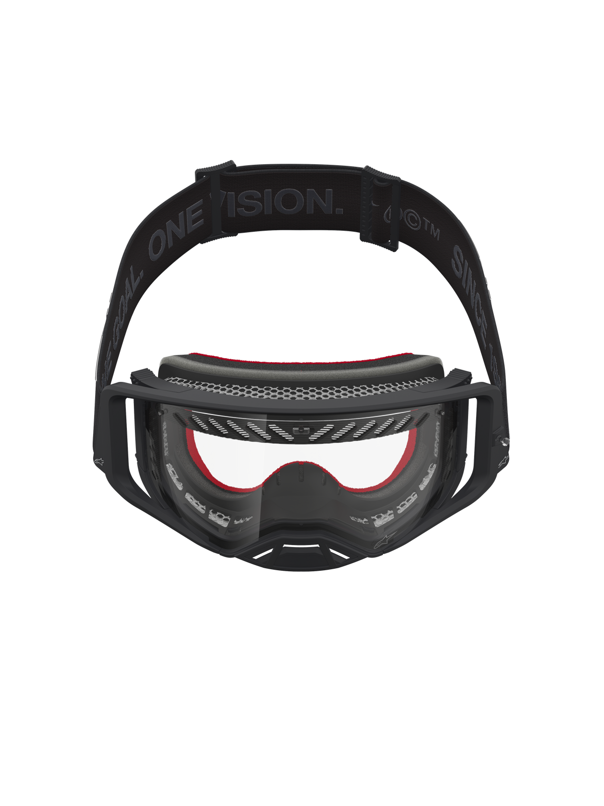 Alpinestars Supertech Vesta Schutzbrille, Motocross-Brille, Schwarz und Rot, klare Polycarbonat-Scheibe für Offroad.