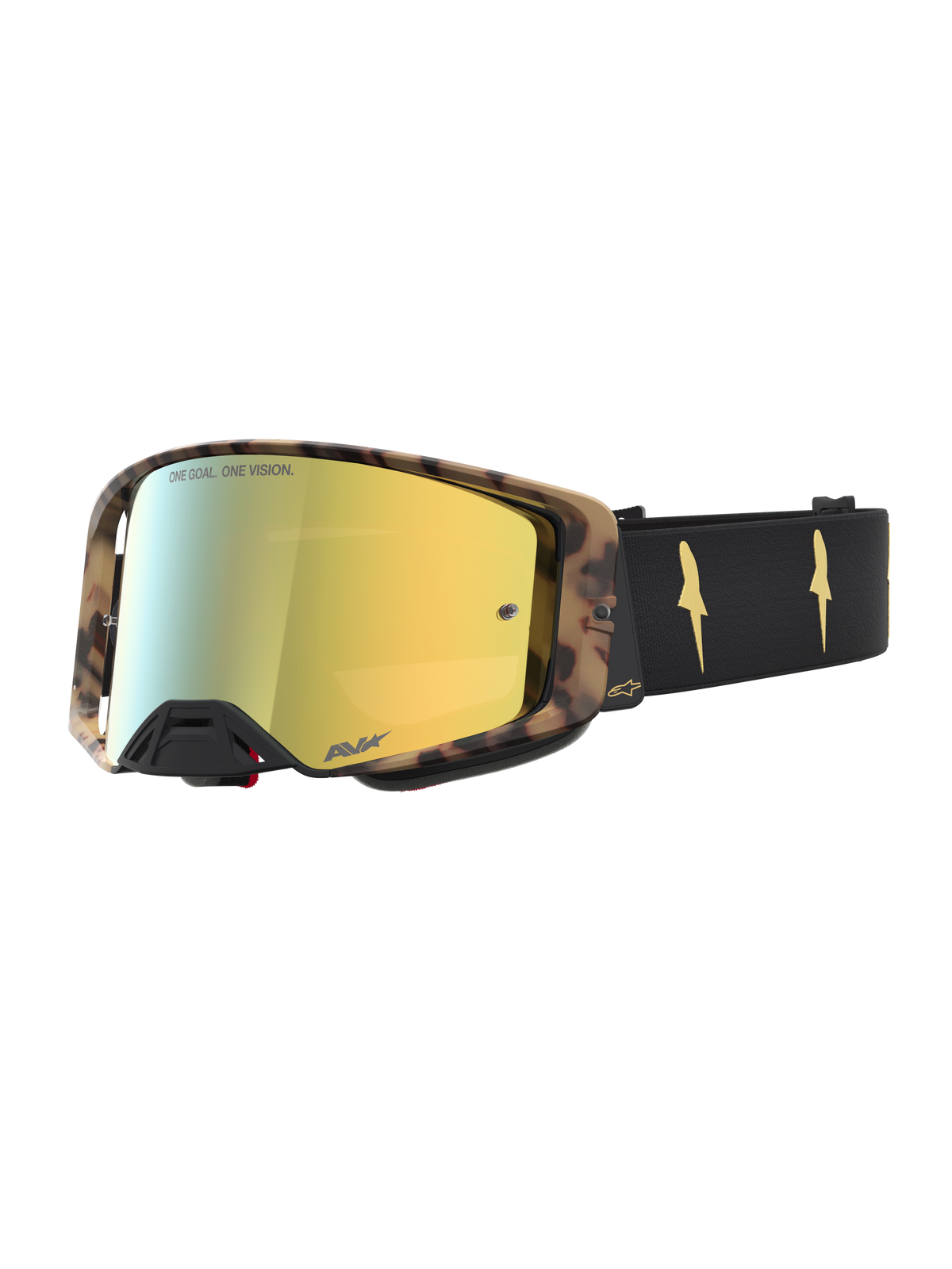 Alpinestars Supertech LE Zona Schutzbrille, Motocross-Schutzbrille, Schwarz und braune spiegelnde Goldoptik, mit hochwertiger Optik und verspiegelter Scheibe
