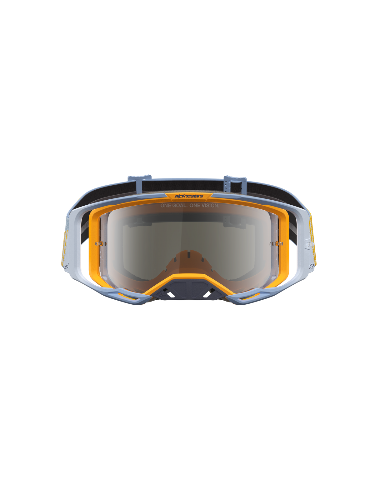 Alpinestars Vision 8 Schutzbrille Maven, Motocross-Schutzbrille für den Offroad-Rennsport, Blau und Orange, silber verspiegelte Scheibe, A-FLEX-Rahmen und RAM-AIR-Belüftungssystem für maximale Leistung.