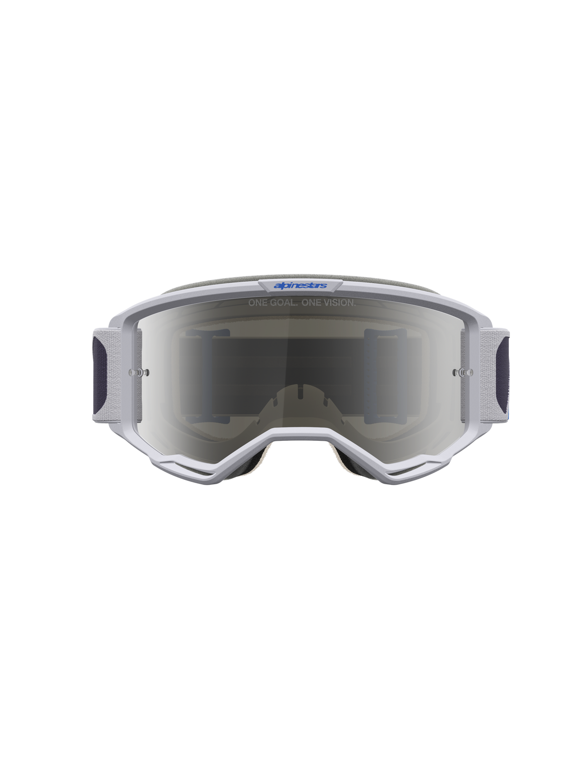 Alpinestars Vision 5 Schutzbrille Drag, Helllila und Blau, Motocross-Brille mit silberner Spiegellinse und RAM-AIR.