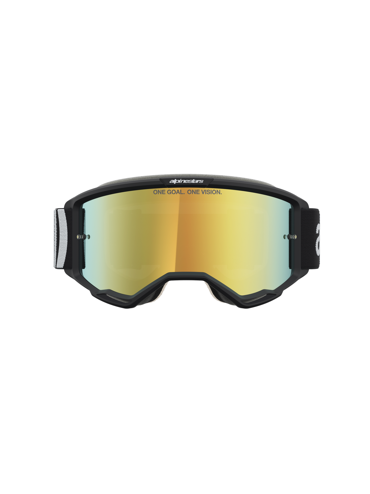 Alpinestars Vision 5 Hone Motocross Goggles, Black with Mirror Gold lens and RAM-AIR ventilation system.