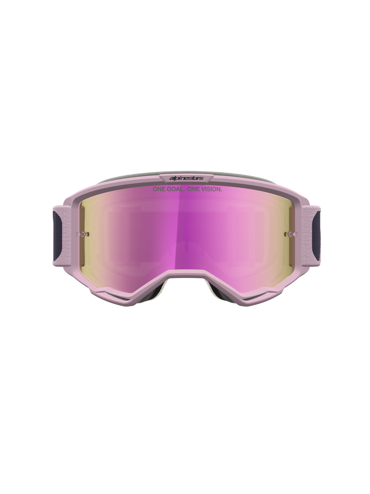 Alpinestars Vision 5 Schutzbrille Rora, Motocross-Schutzbrille in Grau und Pink, pink verspiegelte Scheibe, A-FLEX Rahmen.