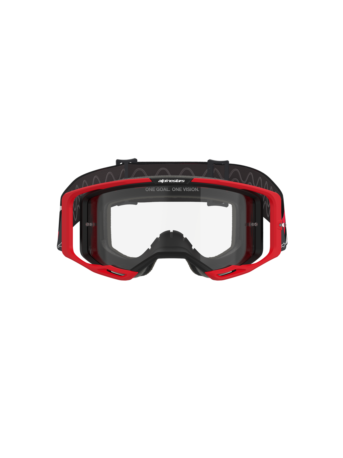 Alpinestars Vision 8 Luar Goggles, Motocross-Brille, Rot, Schwarz und Klar, mit rotem A-FLEX-Rahmen, klarer Anti-Beschlag-Polycarbonatlinse, schwarzem verstellbarem gewebtem Band mit Logo, Hochleistungs-Augenschutz für den Offroad-Rennsport