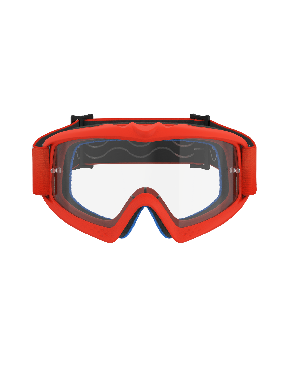 Alpinestars Vision Youth Corp Goggles, Motocross-Brille, Orange mit klarer Linse, leuchtend oranger Rahmen und passendes Band, blauer Gesichtsschaum innen sichtbar, klare Anti-Beschlag-Linse mit Abreißstiften, entwickelt für junge Fahrer, hochwertige Offroad-Rennbrille