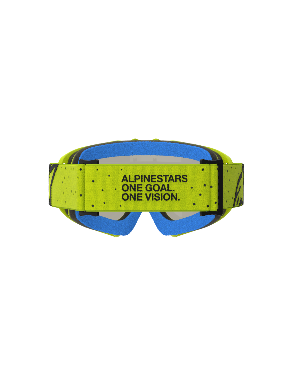 Alpinestars Vision Jugend-Schutzbrille Vesta, Motocross-Brille, Gelb und Blau, One Goal. One Vision. Motto auf dem Band.