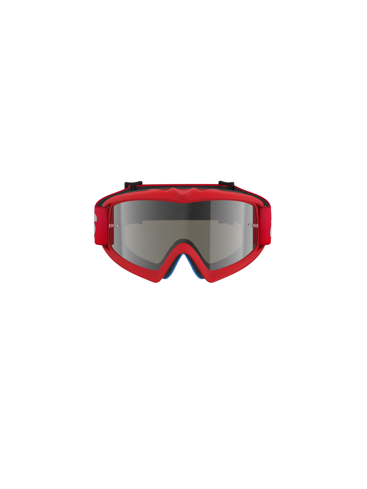 Alpinestars Vision Youth Blaze Brille, Motocross-Schutzbrille, Rot und Silber verspiegelt, Frontansicht, mit leuchtend rotem Urethan-Rahmen und rotem Band, speziell für junge Fahrer mit verspiegelter Linse