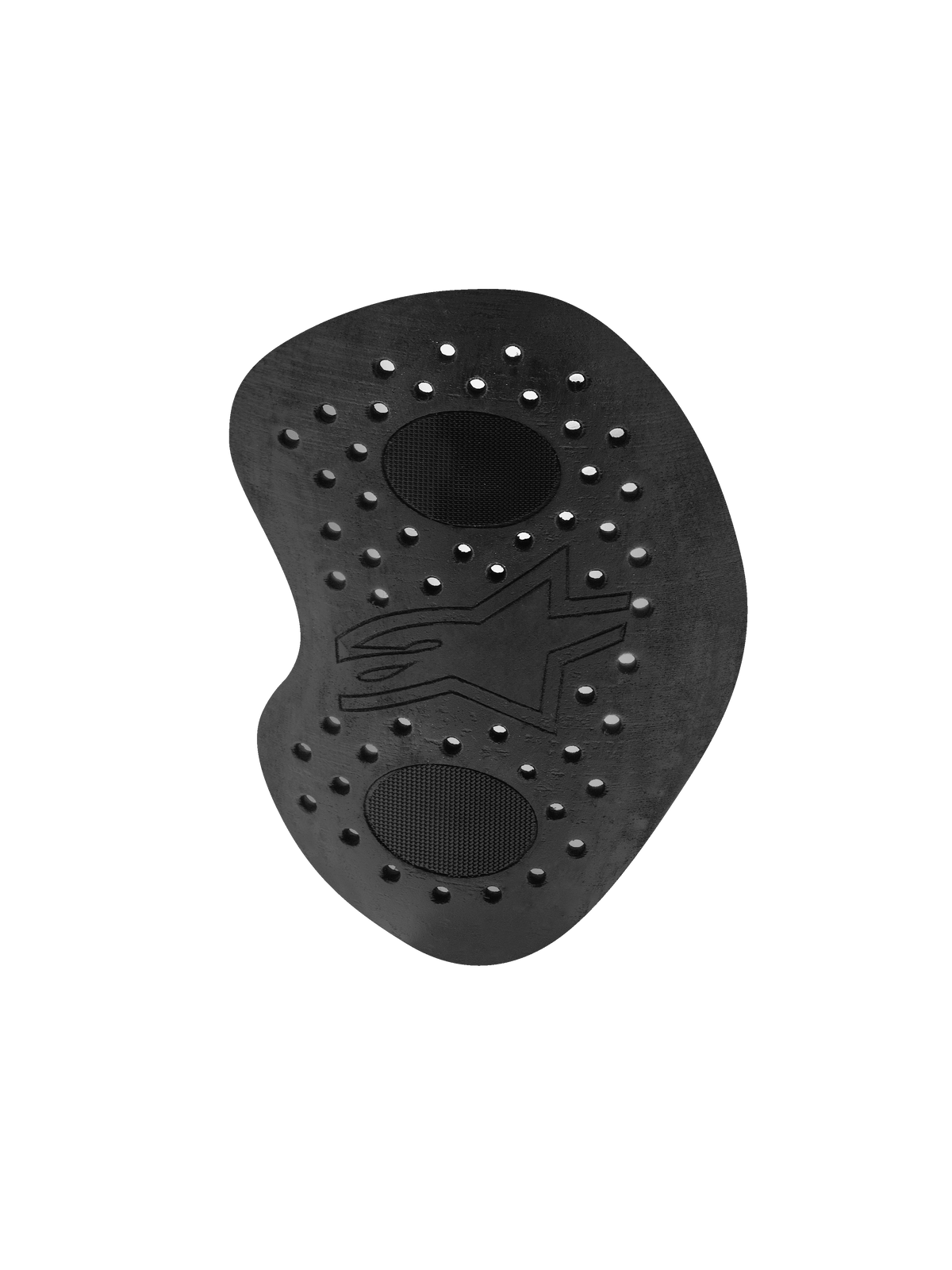 Alpinestars Nucleon Racing KR-HR Hip Protector, black motorcycle armor insert, perforated energy-absorbing foam with hard over-injected shells, embossed Alpinestars star logo, ergonomic design for racing suits