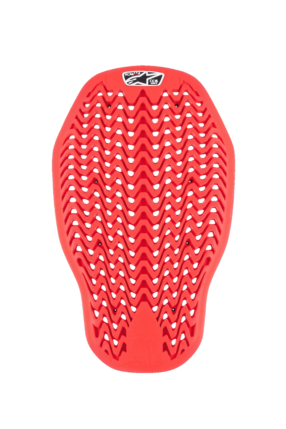 Alpinestars Nucleon Plasma Back Protector Insert, Motorcycle Back Protector, Red, flexible zigzag mesh design with ventilation holes, CE Level 2 certified impact protection, ergonomic insert for riding jackets