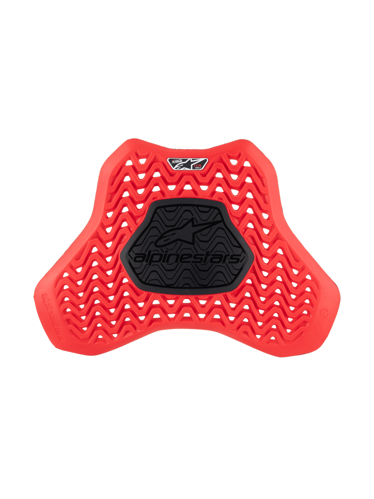 Alpinestars Nucleon Plasma Full Chest Protector Insert, Motorrad-Brustprotektor, Rot und Schwarz, mit wellenförmigem Belüftungsmuster für Luftzirkulation, zentraler schwarzer halbstarre Zone mit Alpinestars-Logo, ergonomisches Schild-Design für Aufprallschutz