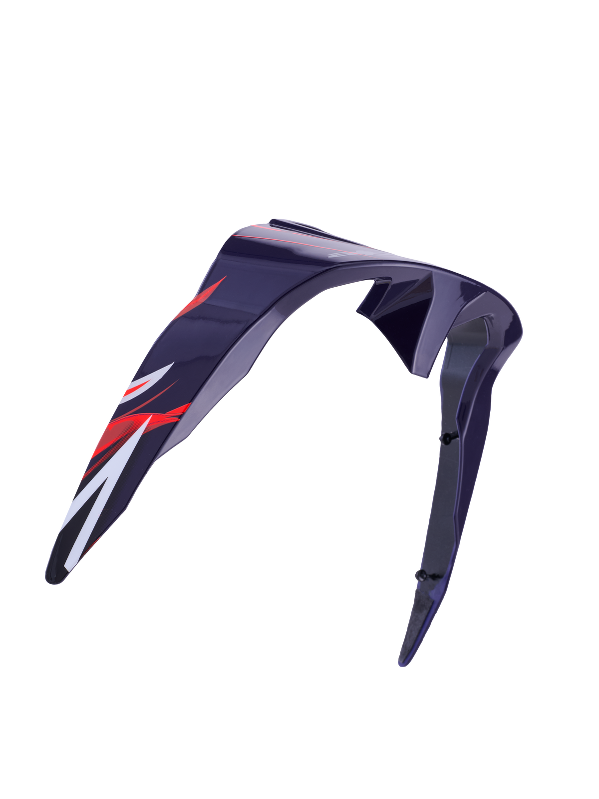 Alpinestars Supertech R10 Flyte Standard Spoiler, Helmzubehör, Lila-Rot glänzend, aerodynamisches, geschwungenes Design mit roten und weißen Grafiken, glänzendes Finish, offizielles Ersatzteil