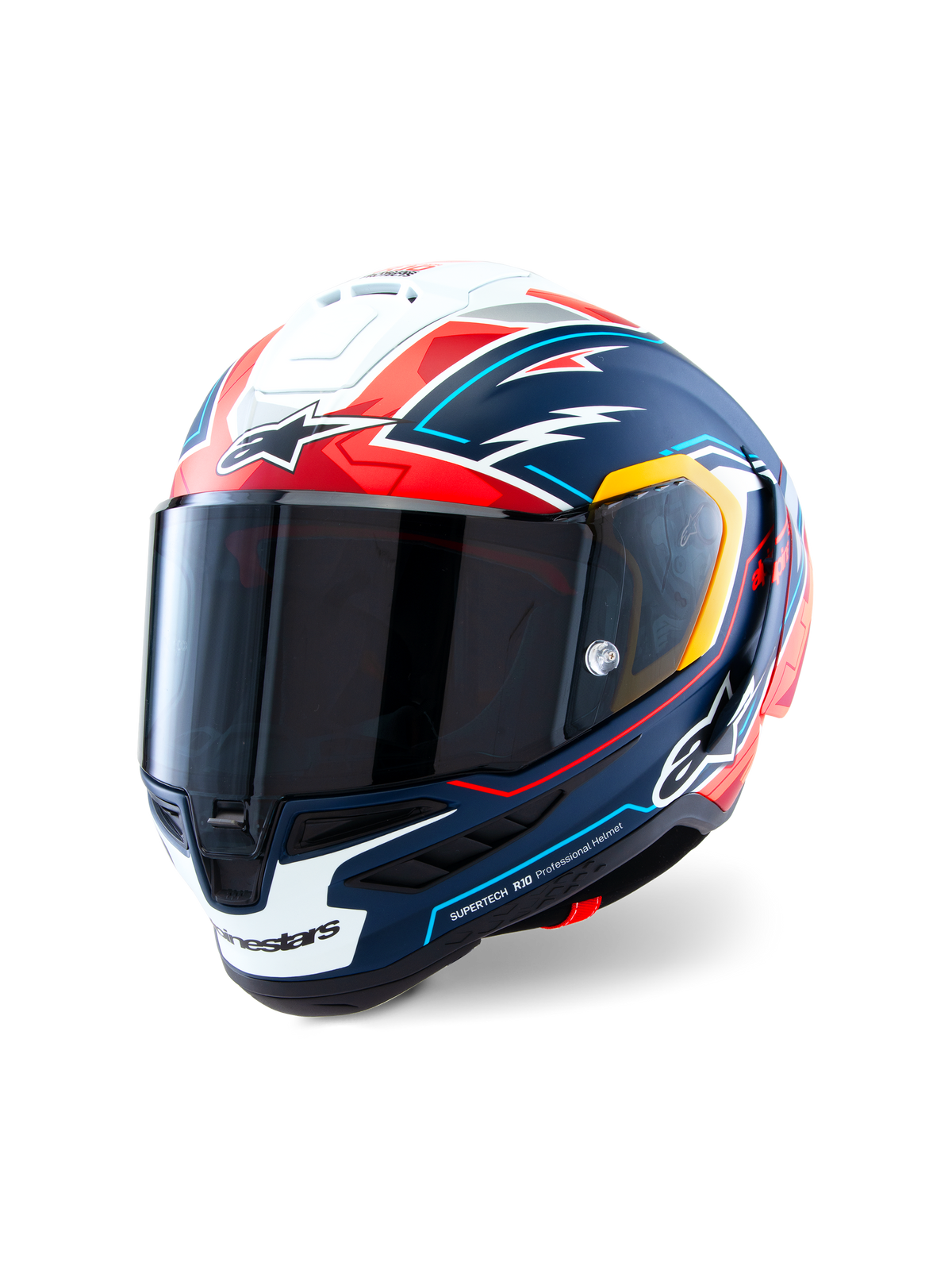 Alpinestars Supertech R10 Helm Acosta Limited Edition, Motorradrennhelm, Blau, Rot und Weiß, Kohlenstoffkonstruktion, ECE- und FIM-zertifiziert