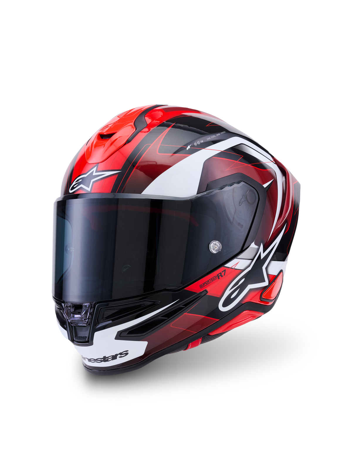 Alpinestars S-R7 Kinetis Helm ECE 22.06, Integralhelm für den Motorradrennsport, Schwarz, Rot und Weiß, Kohlefaserverbundkonstruktion